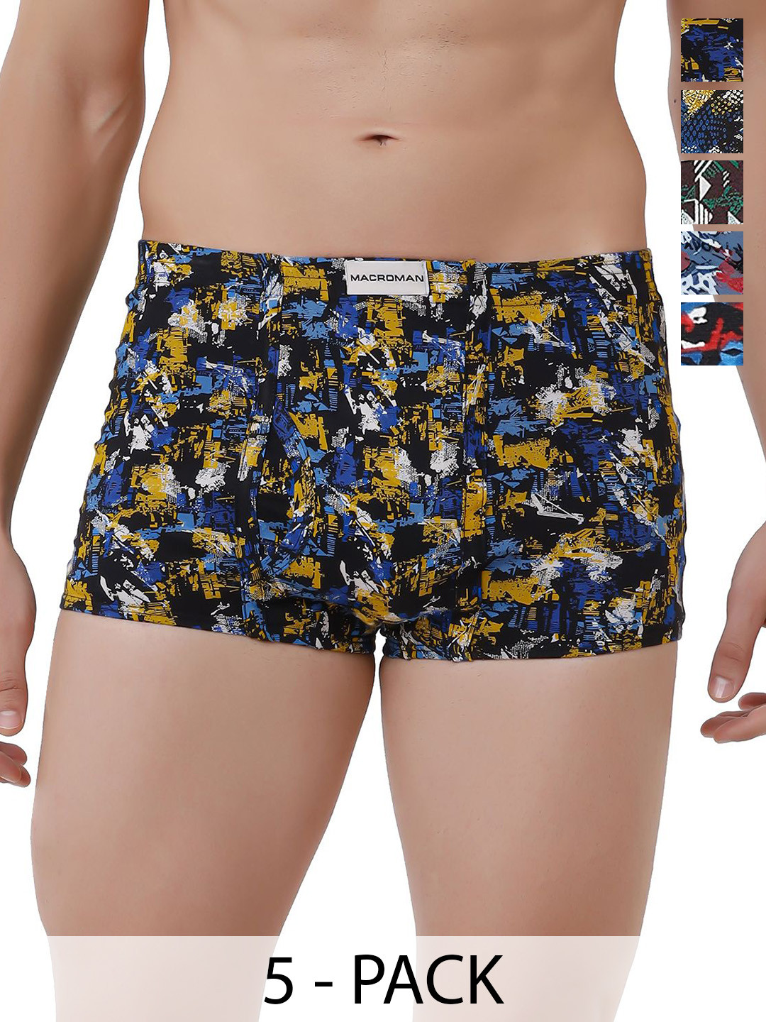 Macroman Pack Of 5 Assorted Pure Cotton Short Trunk