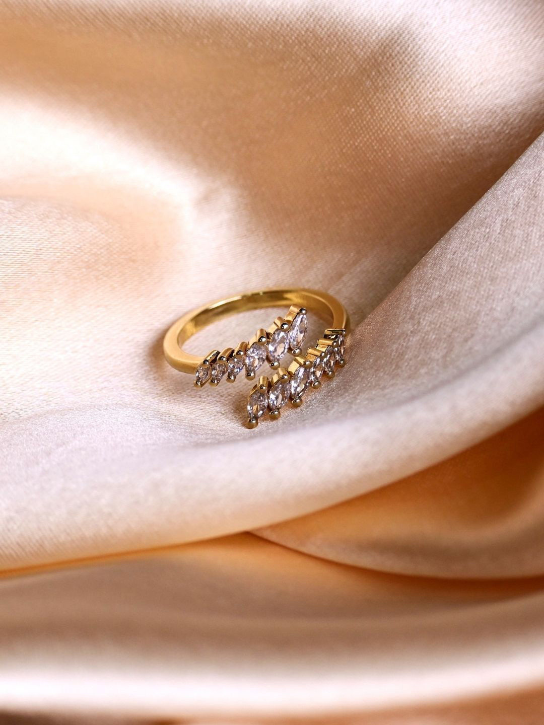 FAB COUTURE Gold-Plated Zircon-Studded Adjustable Eternal Sparkle Finger Ring