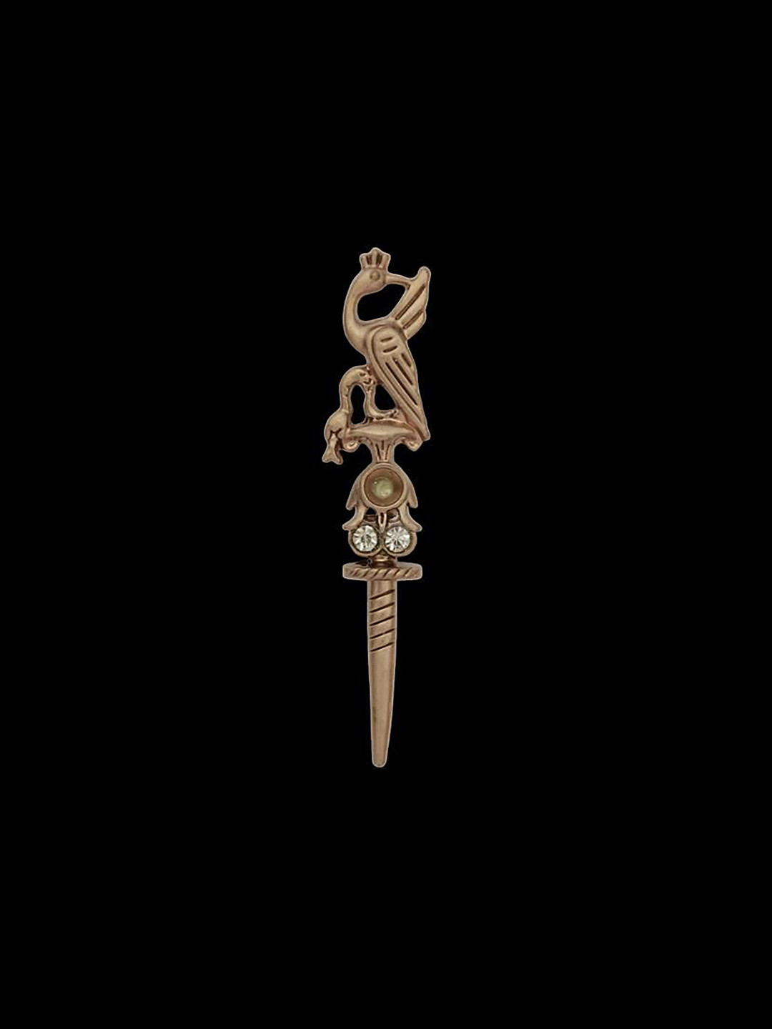 Curren Gold Plated Zircon Studded Sword Key Brooch