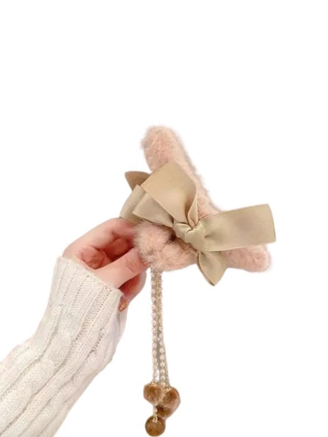 DN ENTERPRISES Women Fur Bowknot Hair Claw Clip Clutcher