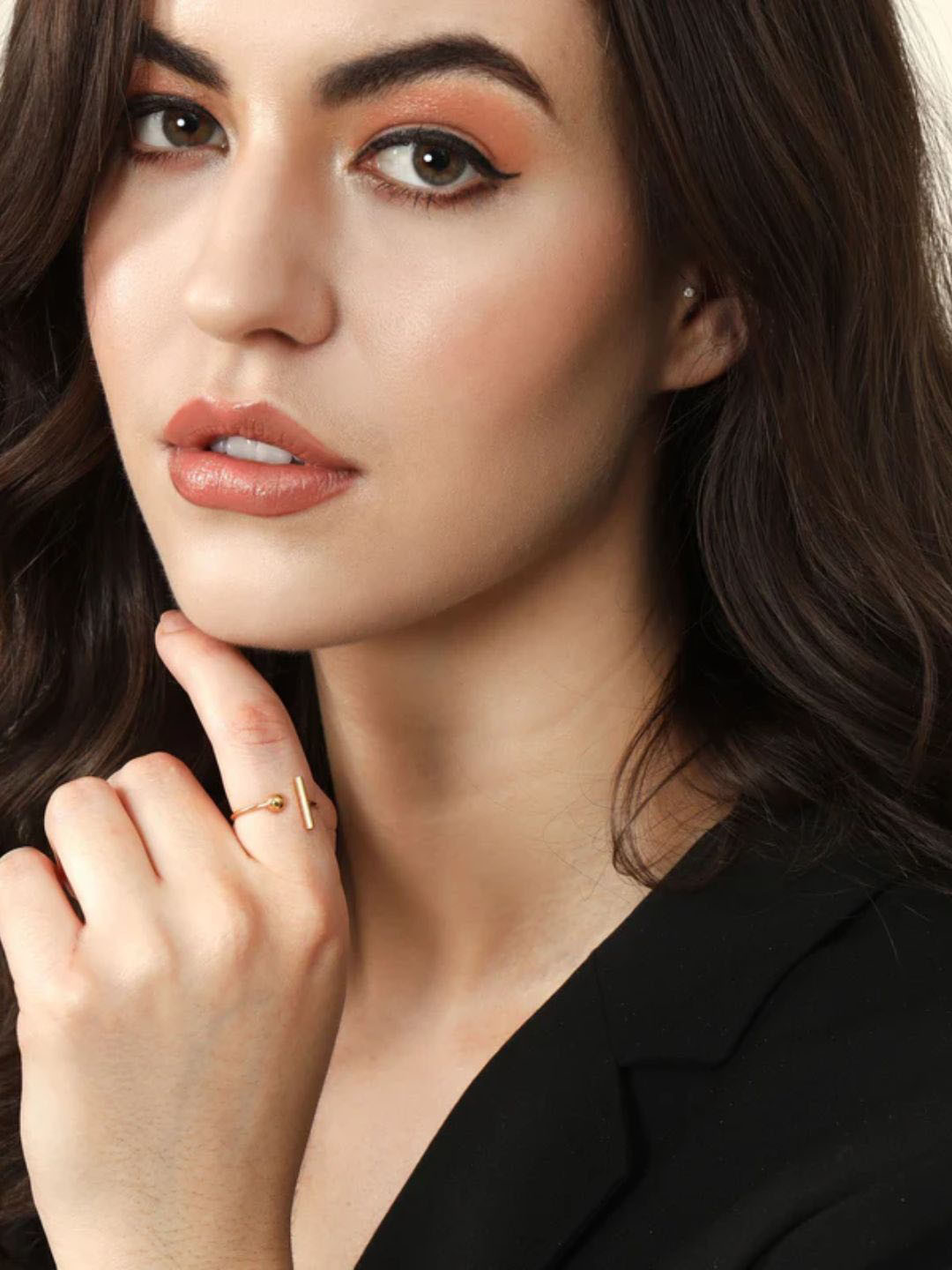 FAB COUTURE Gold-Plated Adjustable Geometric Era Finger Ring