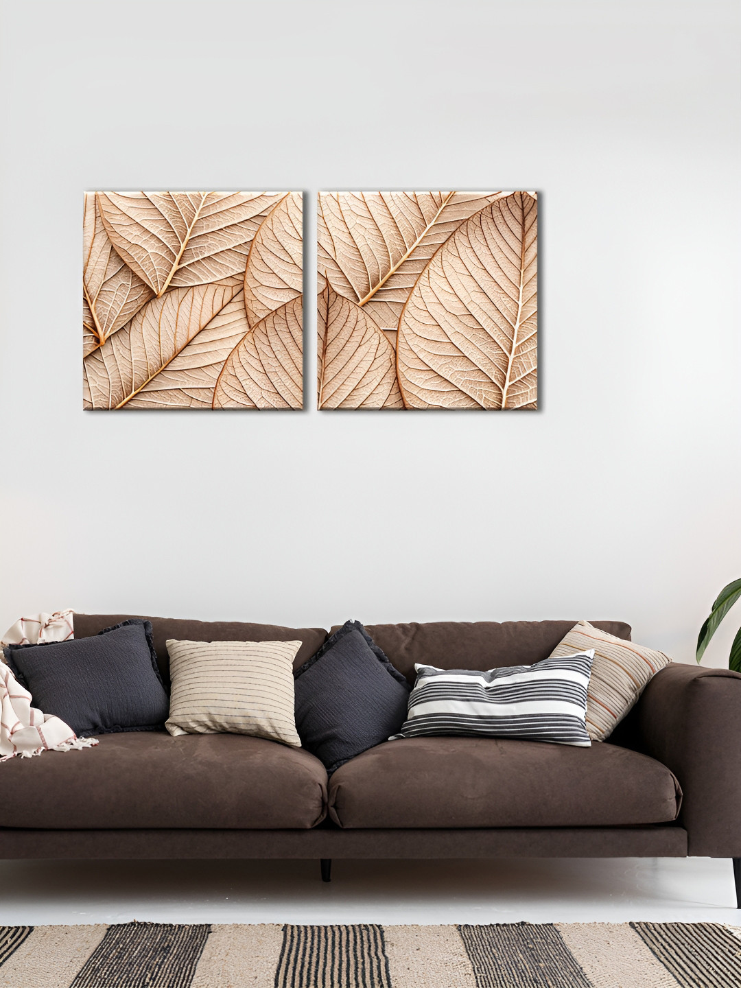 OLIVE TREE Canvas 2 Piece Wall Square Paintings Wall Art - 15 x 15 In