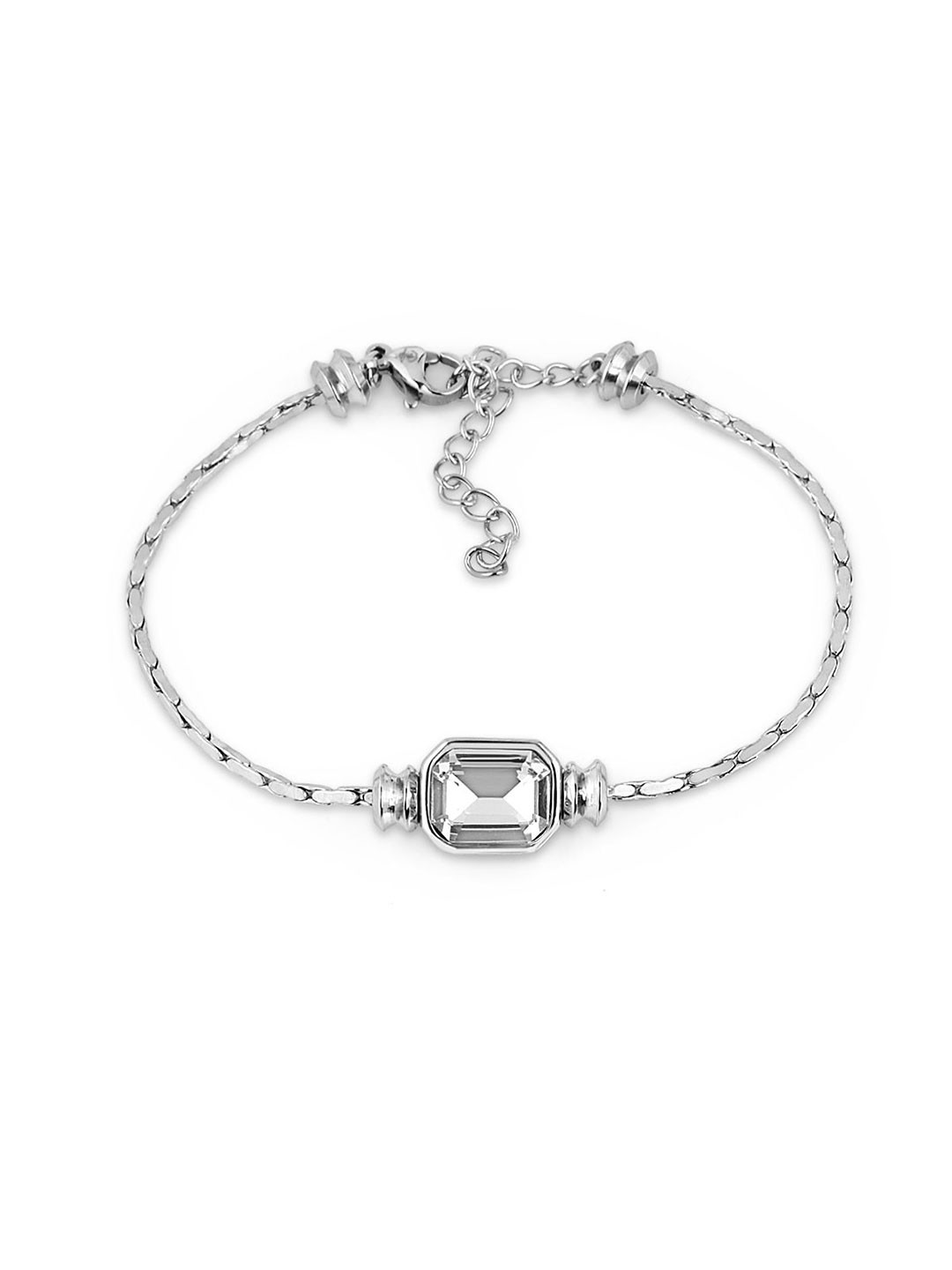 SANTA BARBARA POLO & RACQUET CLUB Stainless Steel Stone Studded Wraparound Bracelet