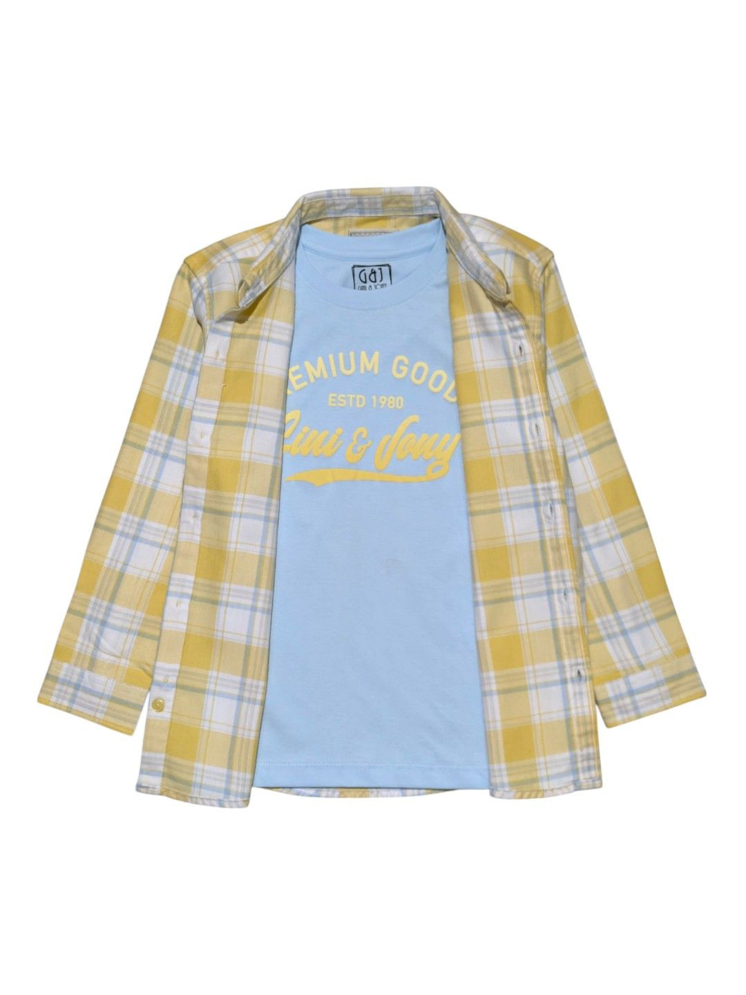 Gini and Jony Boys Checked Casual Shirt Comes With T-shirt