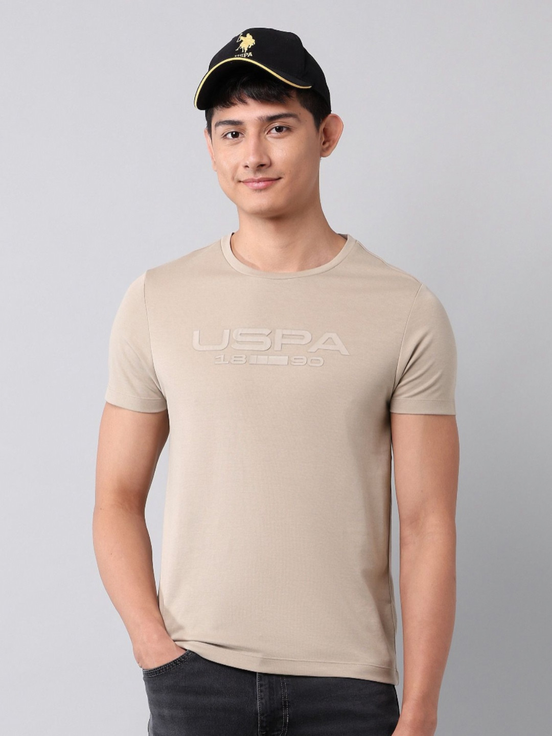 U.S. Polo Assn. Denim Co. Black Label Brand Logo Printed Round Neck Muscle Fit T-shirt