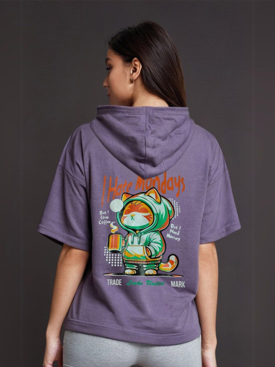 Looks United Women Graphic Print Hooded Cotton Crop Top