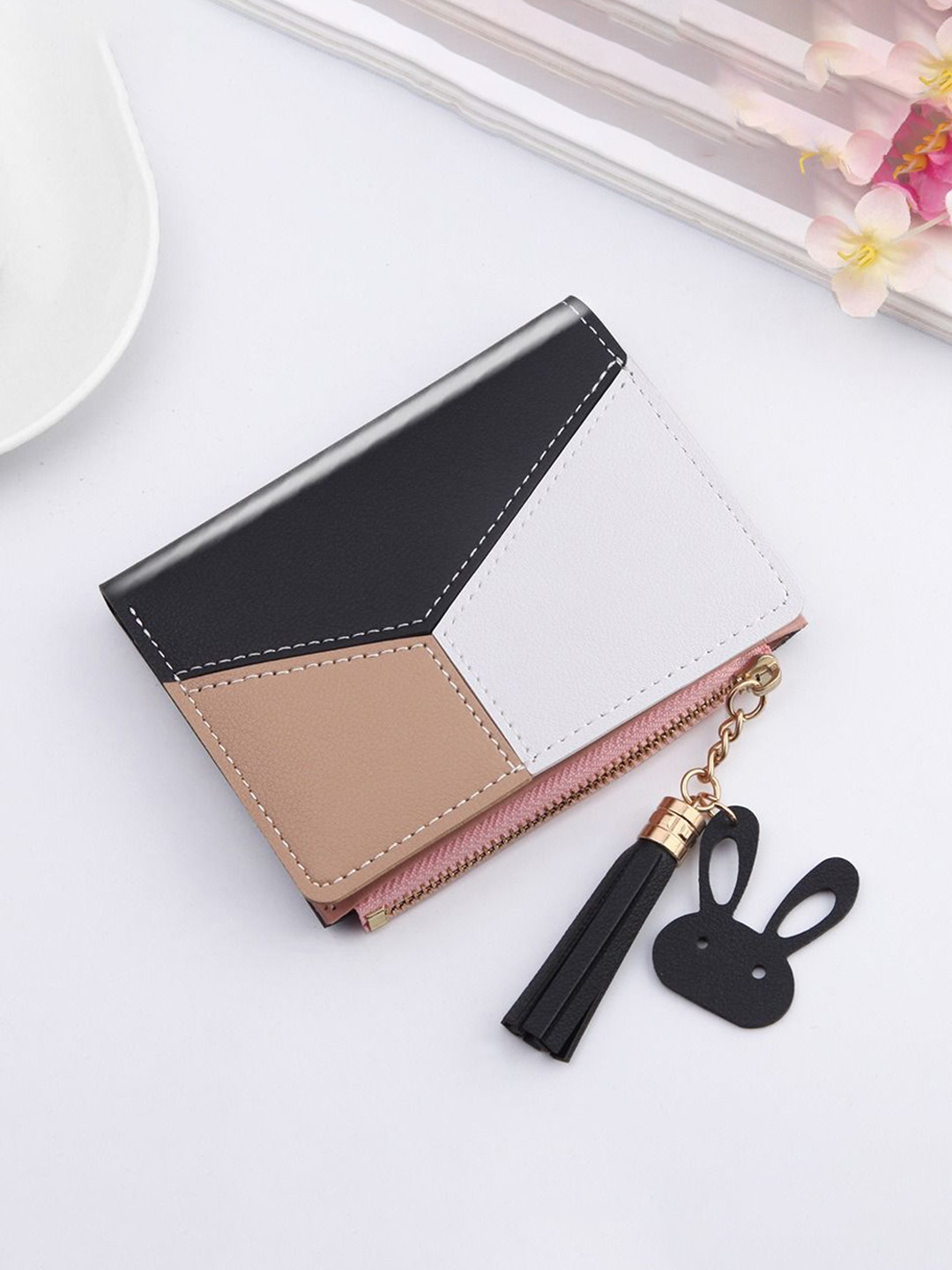 VALERIE Women Small Bifold Card Holder with Zipper Coin Pocket Two Fold Wallet