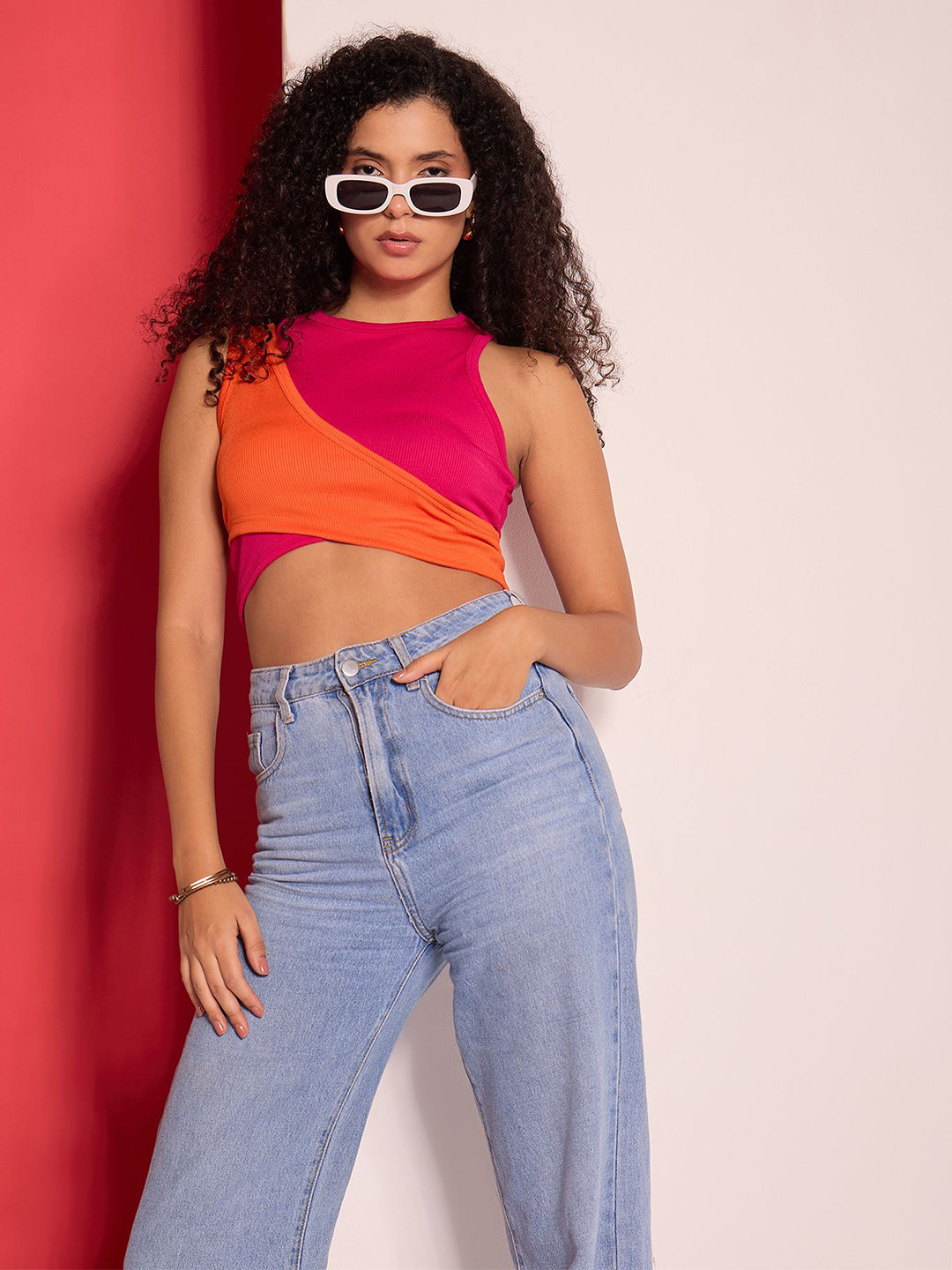 Uptownie Dual Panelled Ribbed Top