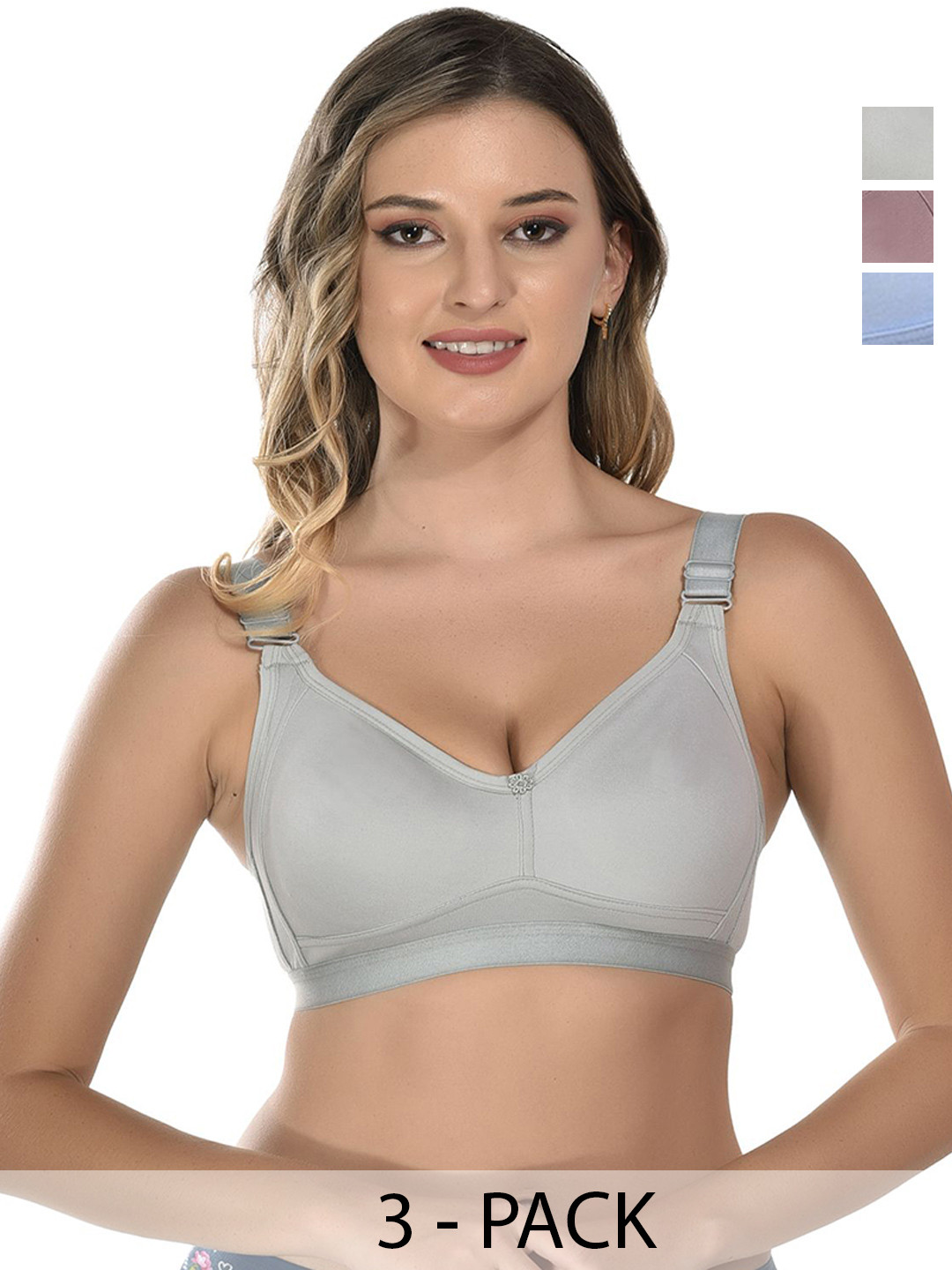 Viral Girl Selection Of 3 Cotton Full Coverage T-shirt Bra
