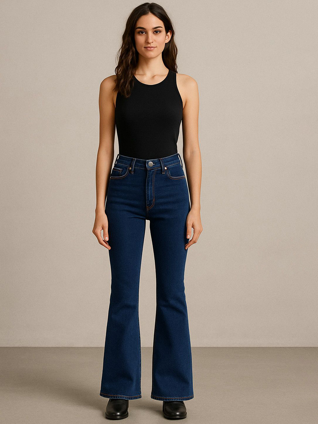 KASHIAN Women Flared High-Rise Stretchable Jeans