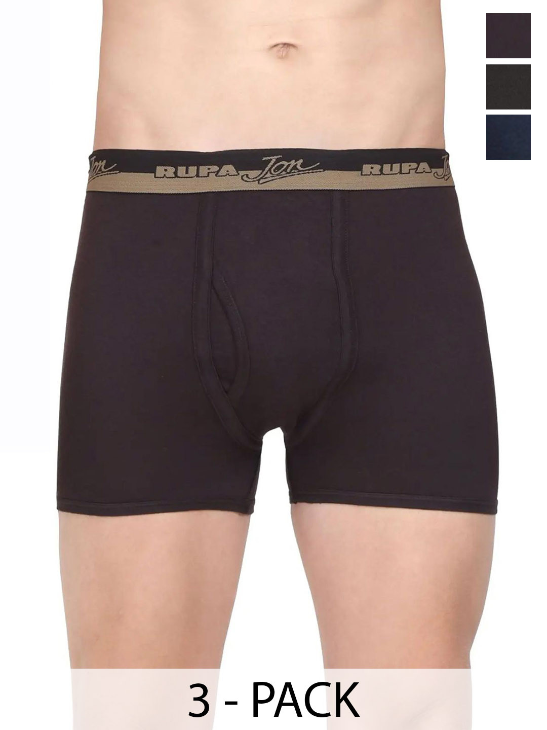Rupa Jon Pack Of 3 Assorted Pure Cotton Trunk