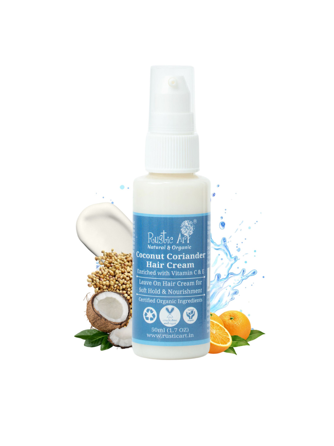 Rustic Art Set Of 2 Coconut Coriander Hair Cream - 50 ml Each