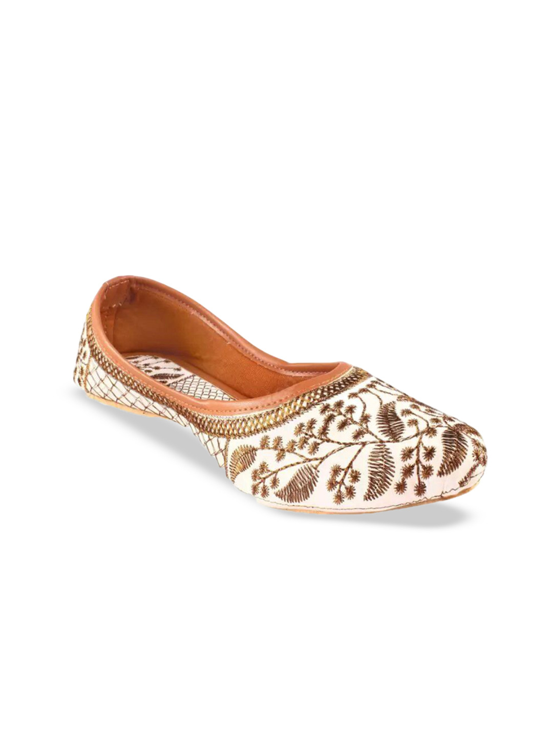 VANIYA SHOES Women Woven Design Ethnic Mojaris Flats With Embroidered