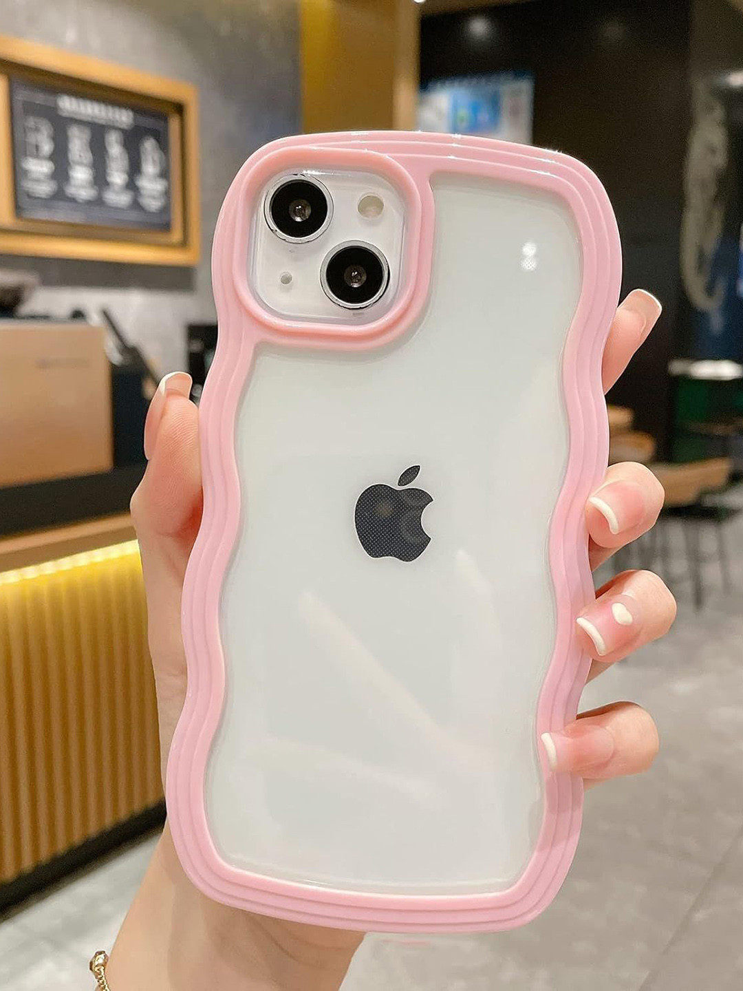 CASE CREATION Women Solid iPhone X Transparent Curly Wave Bumper Case Mobile Accessories