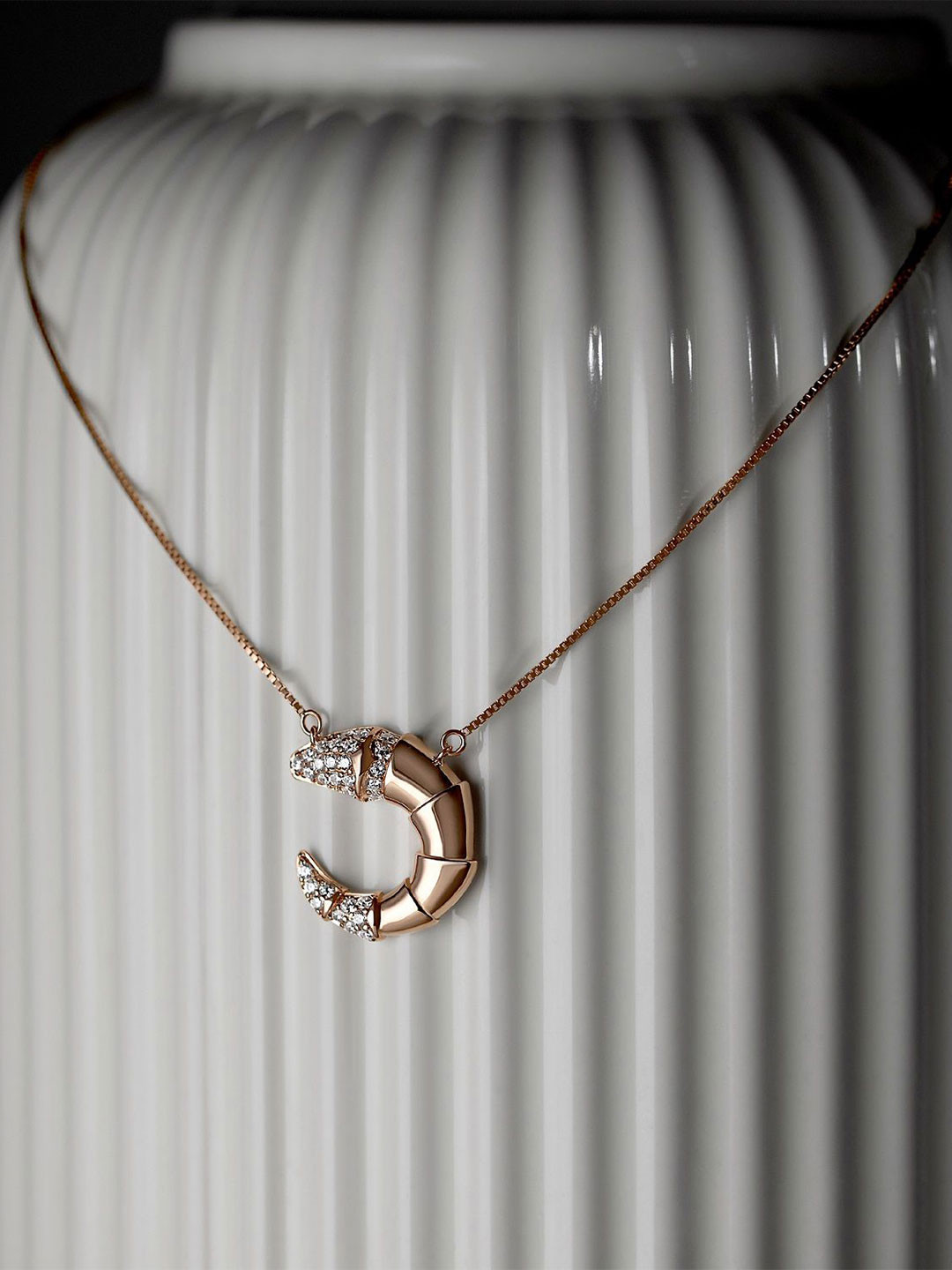 Crash.Club By CKC Silver Rose Gold-Plated Cubic Zirconia Studded Necklace