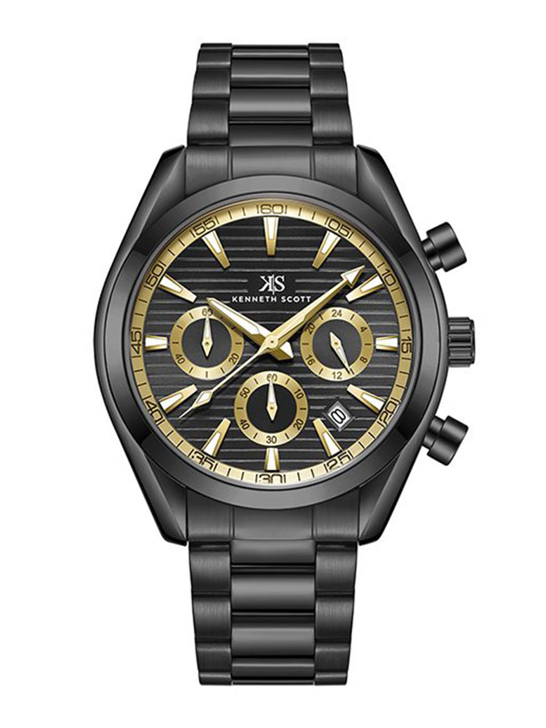 KENNETH SCOTT Men Dial & Stainless Steel Bracelet Style Multi Function Watch K23150-BBBBG