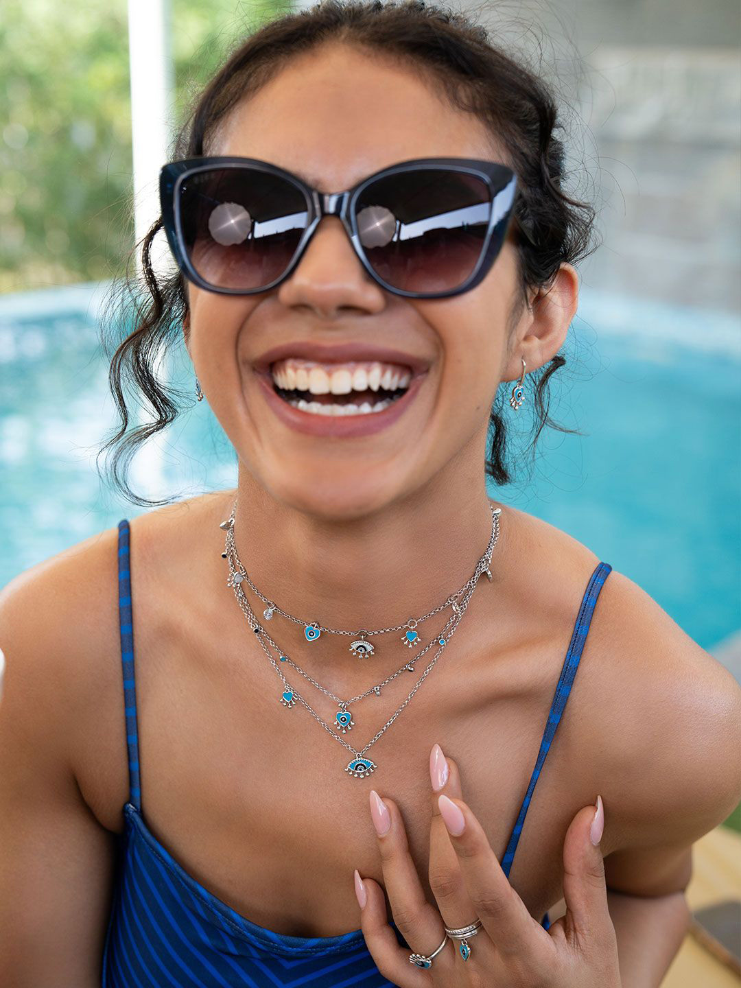 SHAYA 925 Sterling Silver Evil Eye Necklace