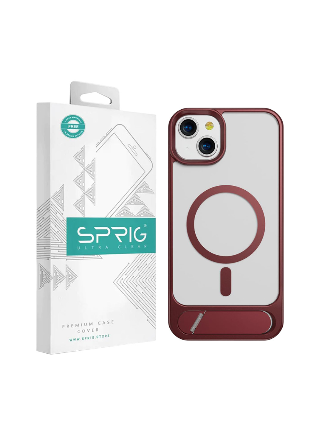 SPRIG iPhone 15 Plus Transparent Magsafe with Stand Back Cover