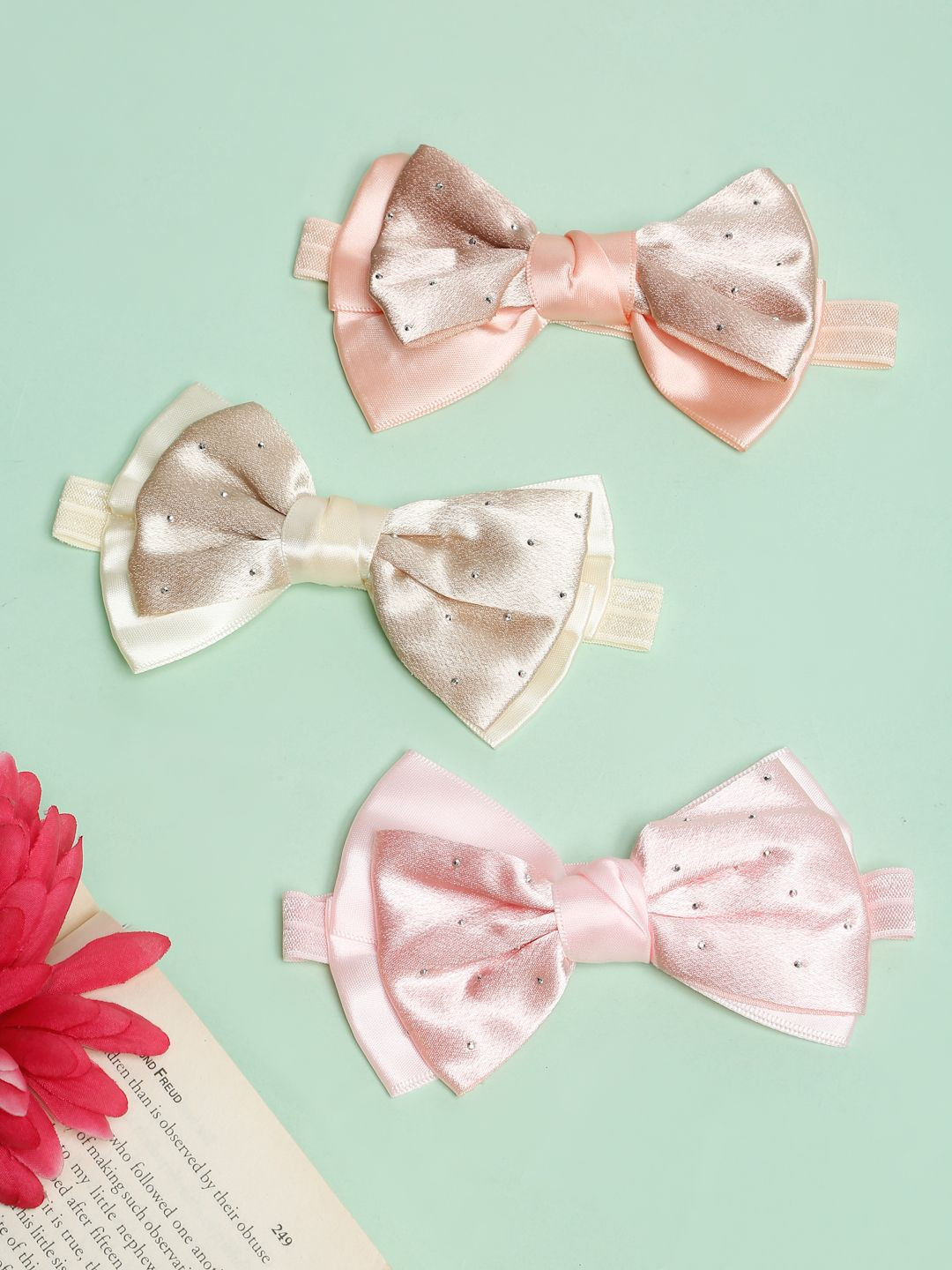 Stoln Girls Set of 3 Bow Applique Head Bands