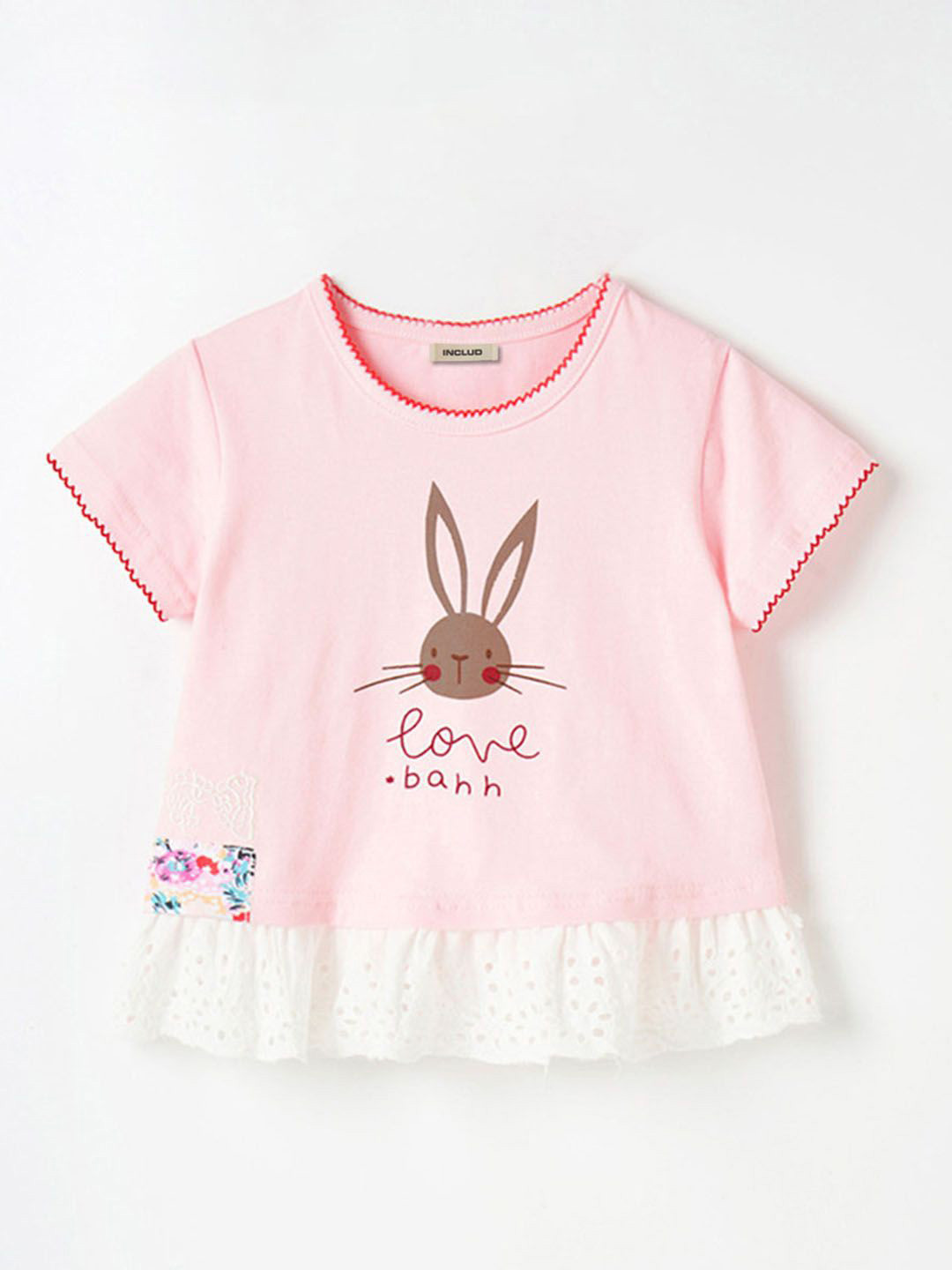 INCLUD Girls Graphic Printed Lace Hem Top