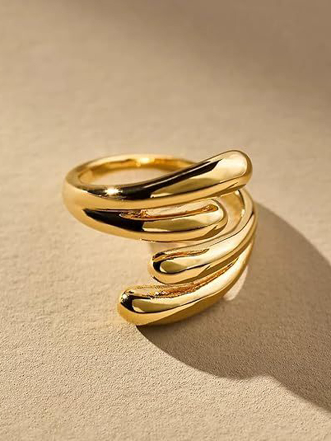 ISHI New York Gold-Plated Affinity Adjustable Finger Ring