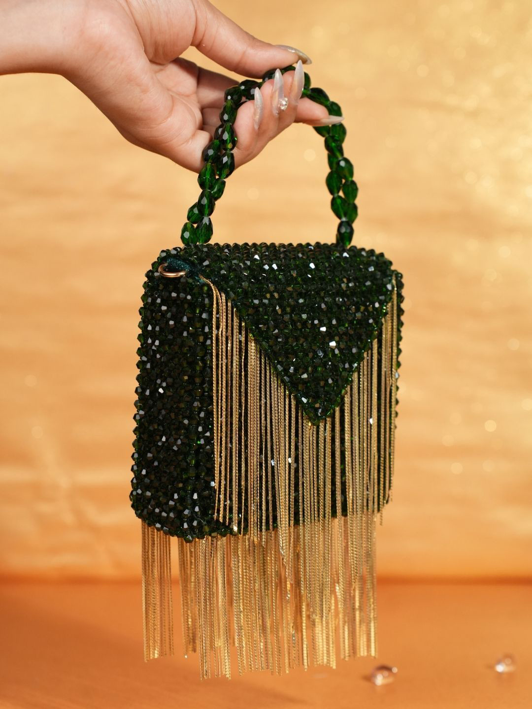 House of Kosha Natali Embellished Suede Structured Hobo Bag