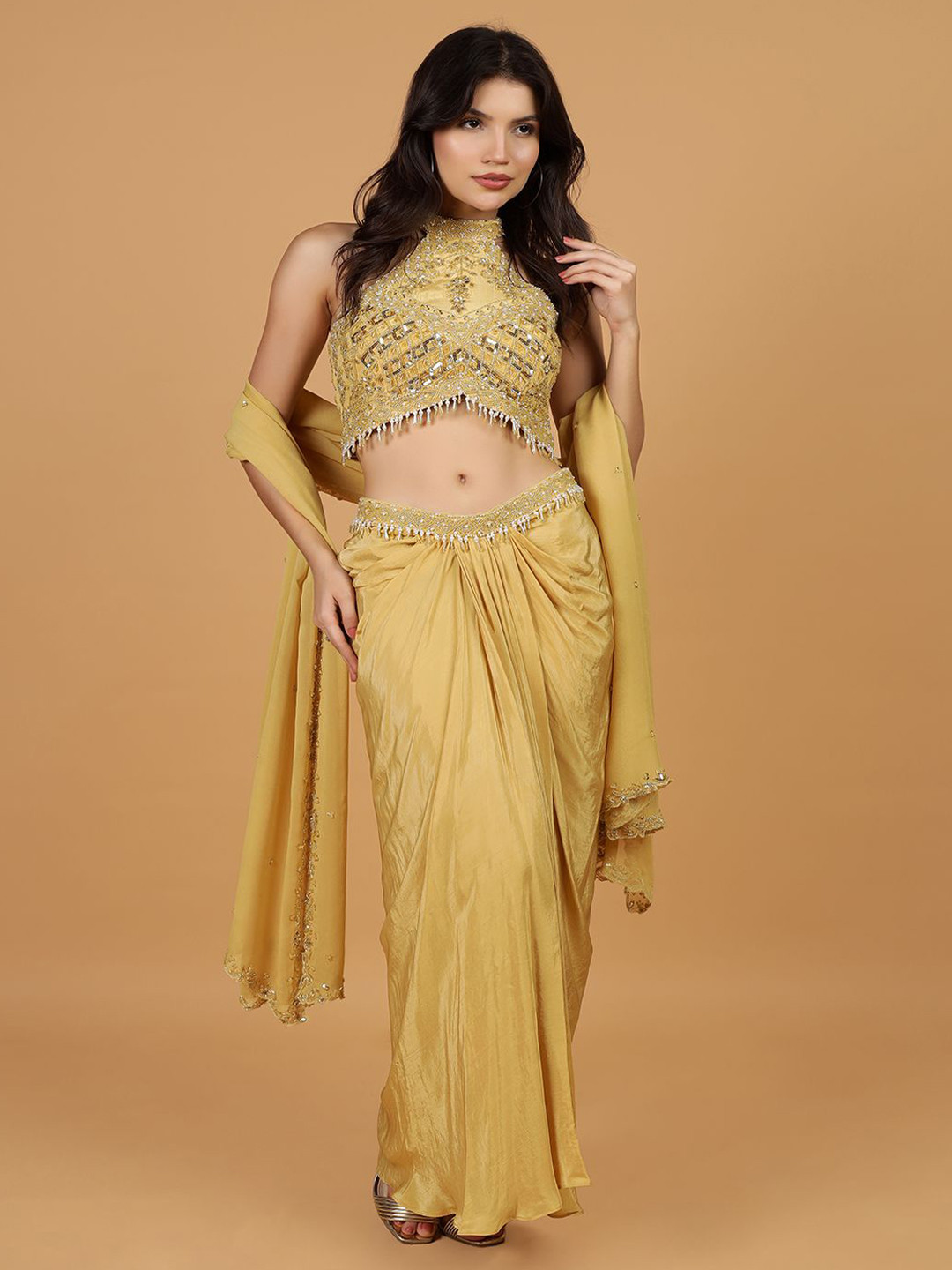 MILU MADAN Embroidered Sequnnied Skirt With Bulouse & Dupatta