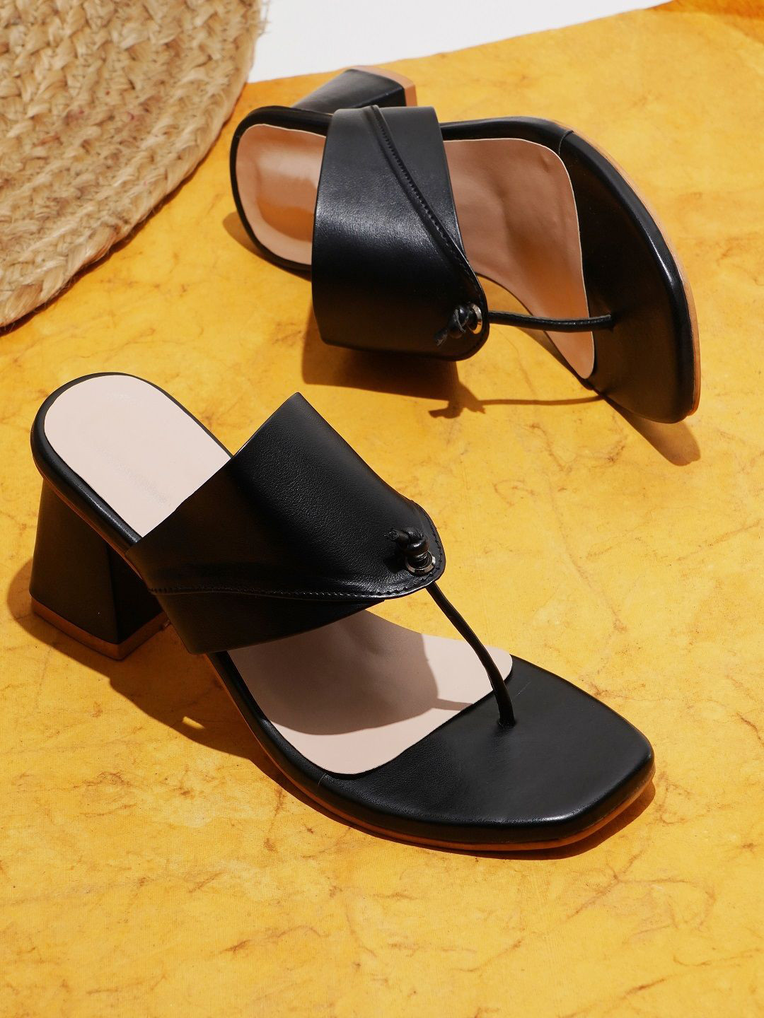 Froh Feet Women Solid Square Toe Block Sandals