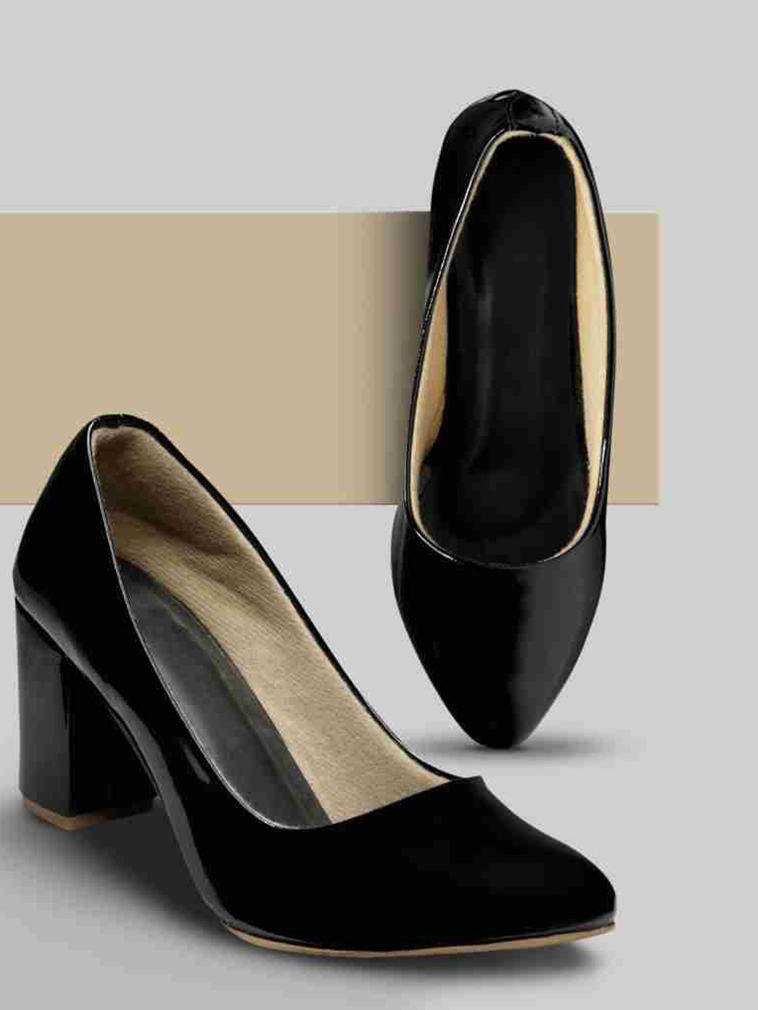 VANIYA SHOES Women Pointed Toe Block Heel Pumps