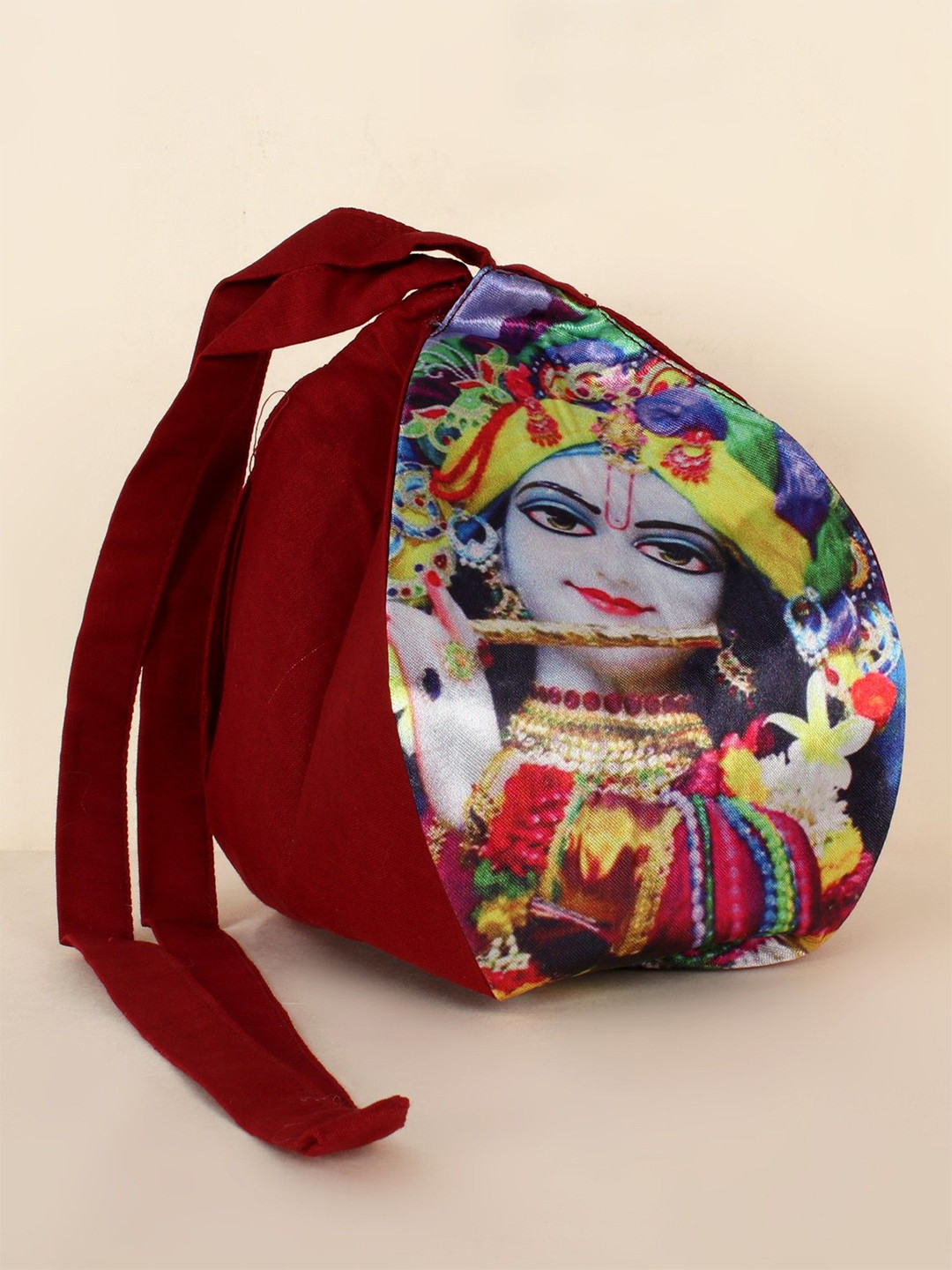 Exotic India Krishna Printed Gaumukhi Japa Mala Bag for Mantra Jaap