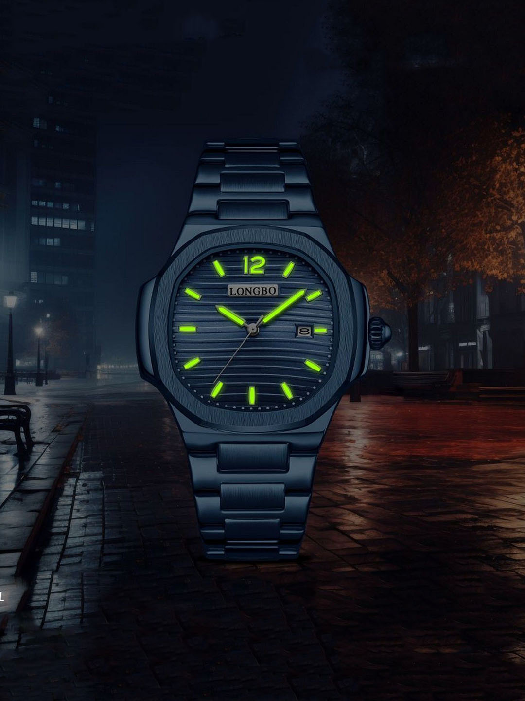 LONGBO Men Dial & Stainless Steel Bracelet Style Straps Analogue Watch Long-80511-Blu-Blu