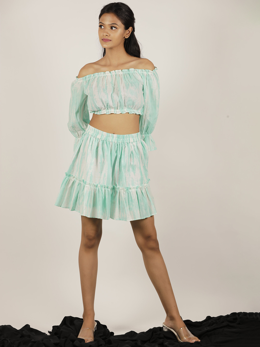 INAAYA JAIPUR Tie & Dye Printed Top & Mini Skirt Co-Ord Set