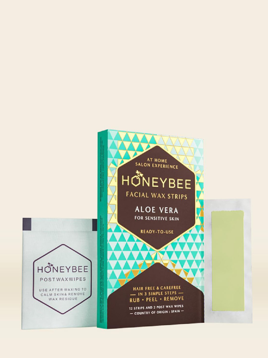 Honeybee Set Of 2 Aloe Vera Facial Wax Strips - 12 Strips & 2 Post Wax Wipes Each