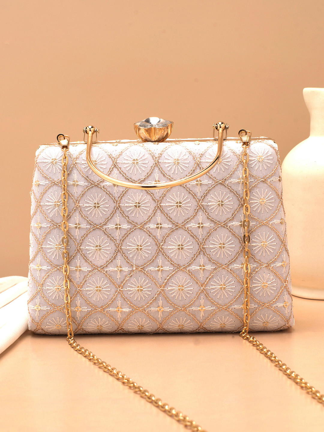 ARTKLIM Embroidered Thread Work Box Clutch