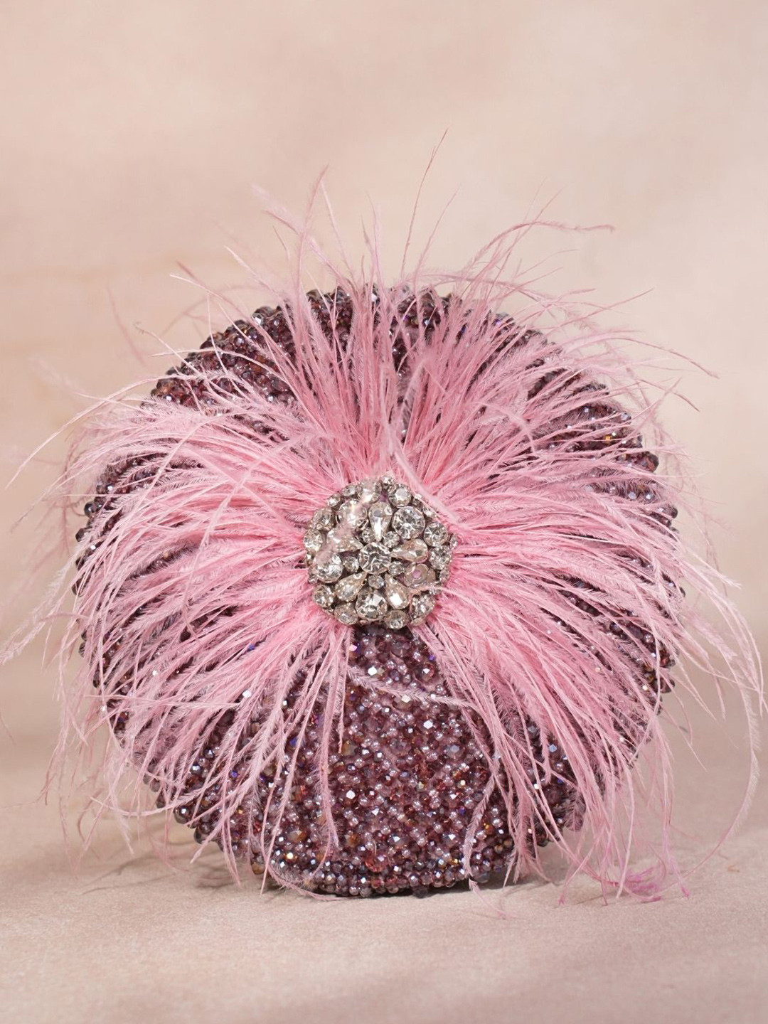 House of Kosha Kiraz Lilac Embellished Suede Bucket Shoulder Bag