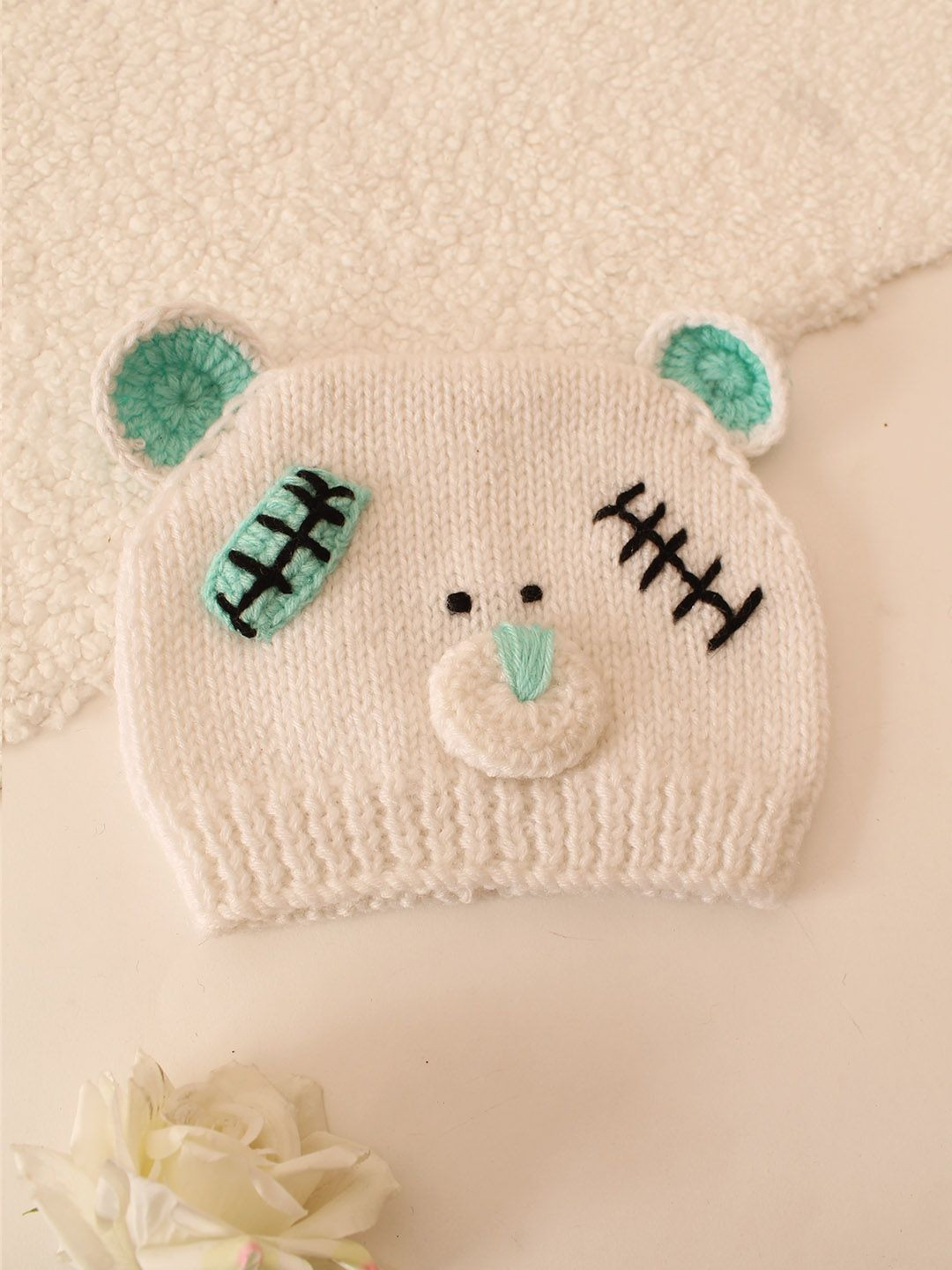 Woonie Kids Self Design andmade Bear Design Beanie Cao