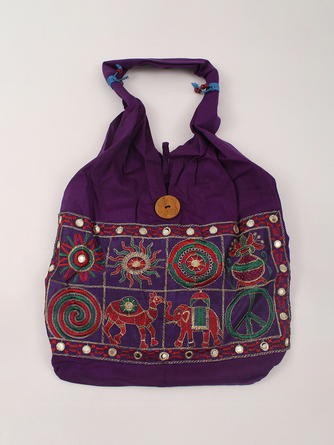 Exotic India Animal Embellished Pure Cotton Structured Shoulder Bag