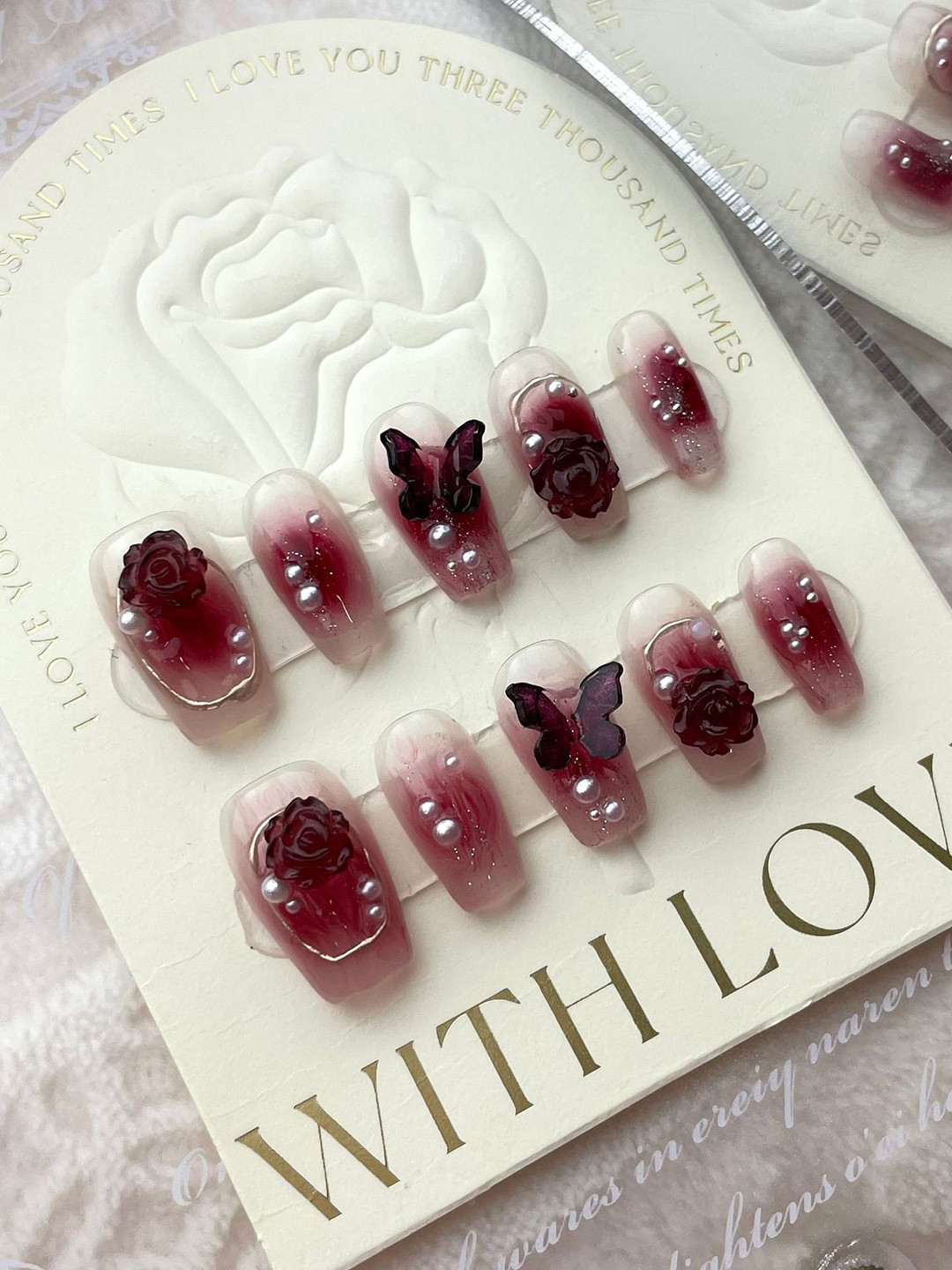 StyleCast x Revolte Set Of 10 Artificial Reusable Nail Extension- Maroon