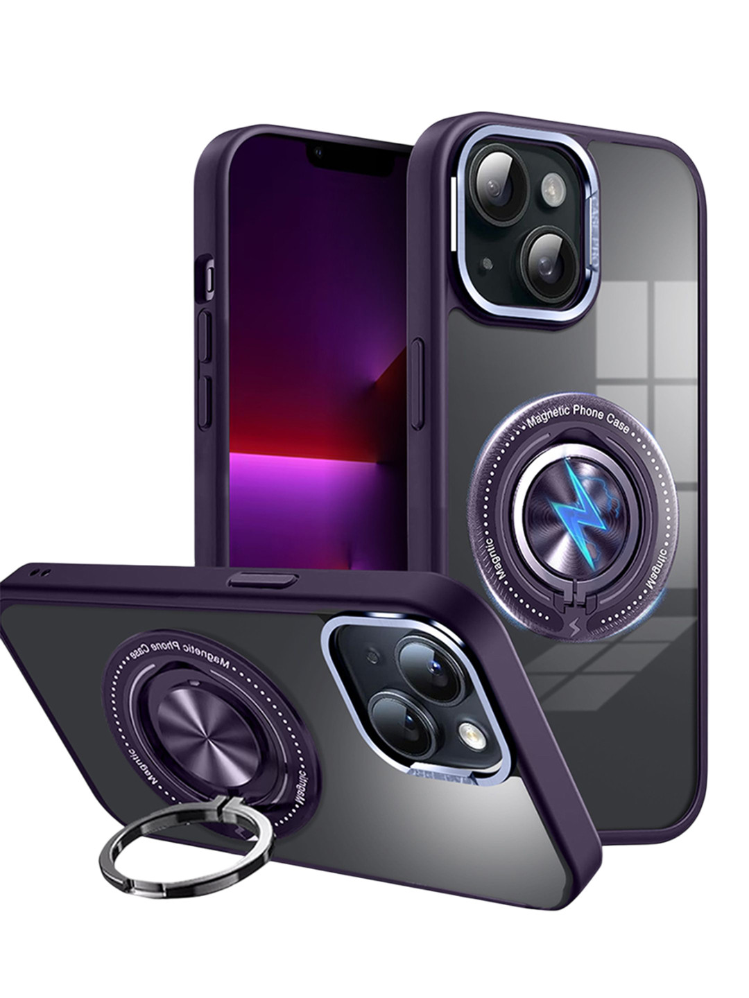 Karwan Printed 360 Degree Stand iPhone 15 Plus Back Case Mobile Accessories