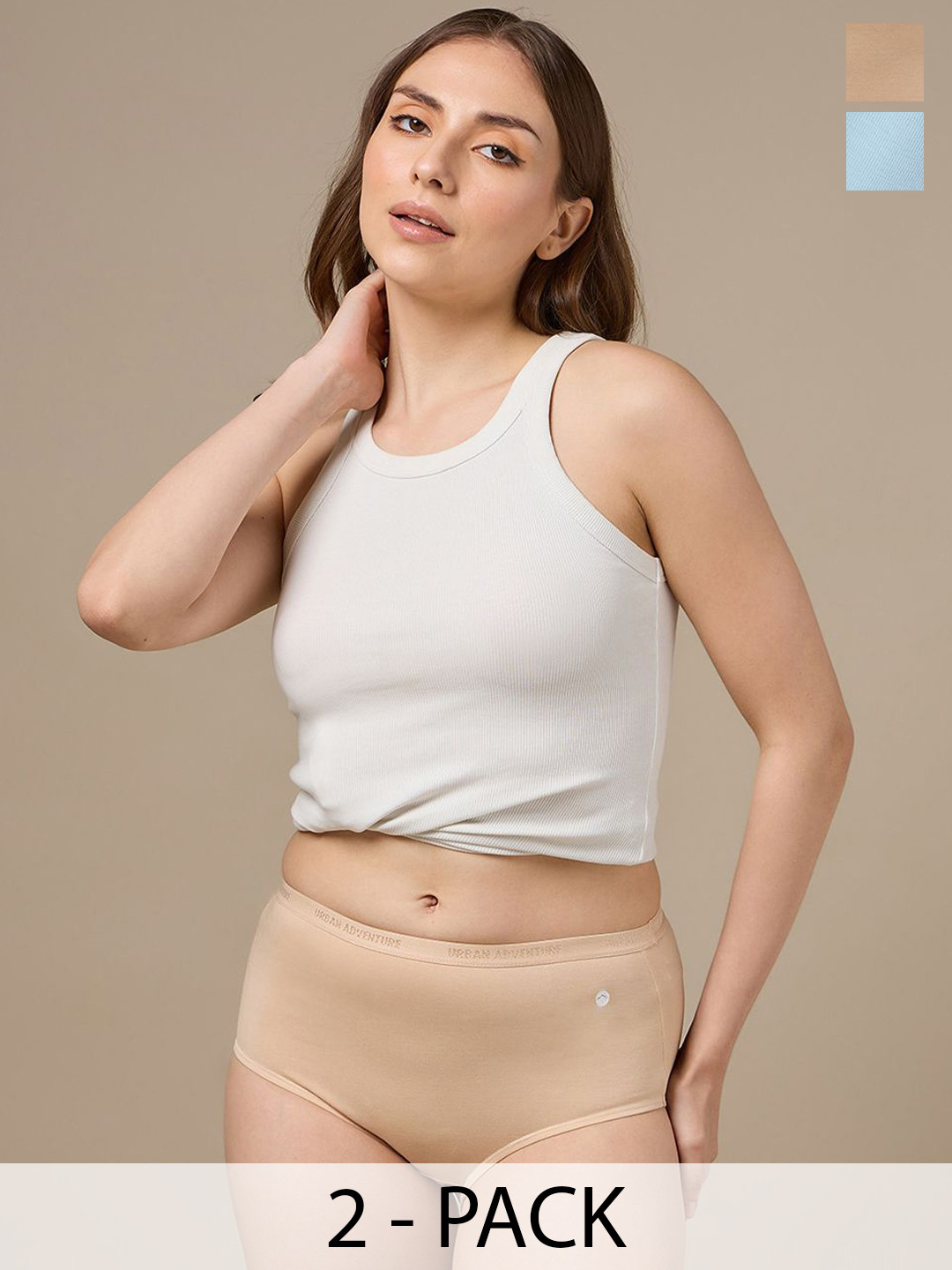 URBAN ADVENTURE Pack Of 2 Hipster Briefs + 2UAW-006(SKIN-ICE BLUE)