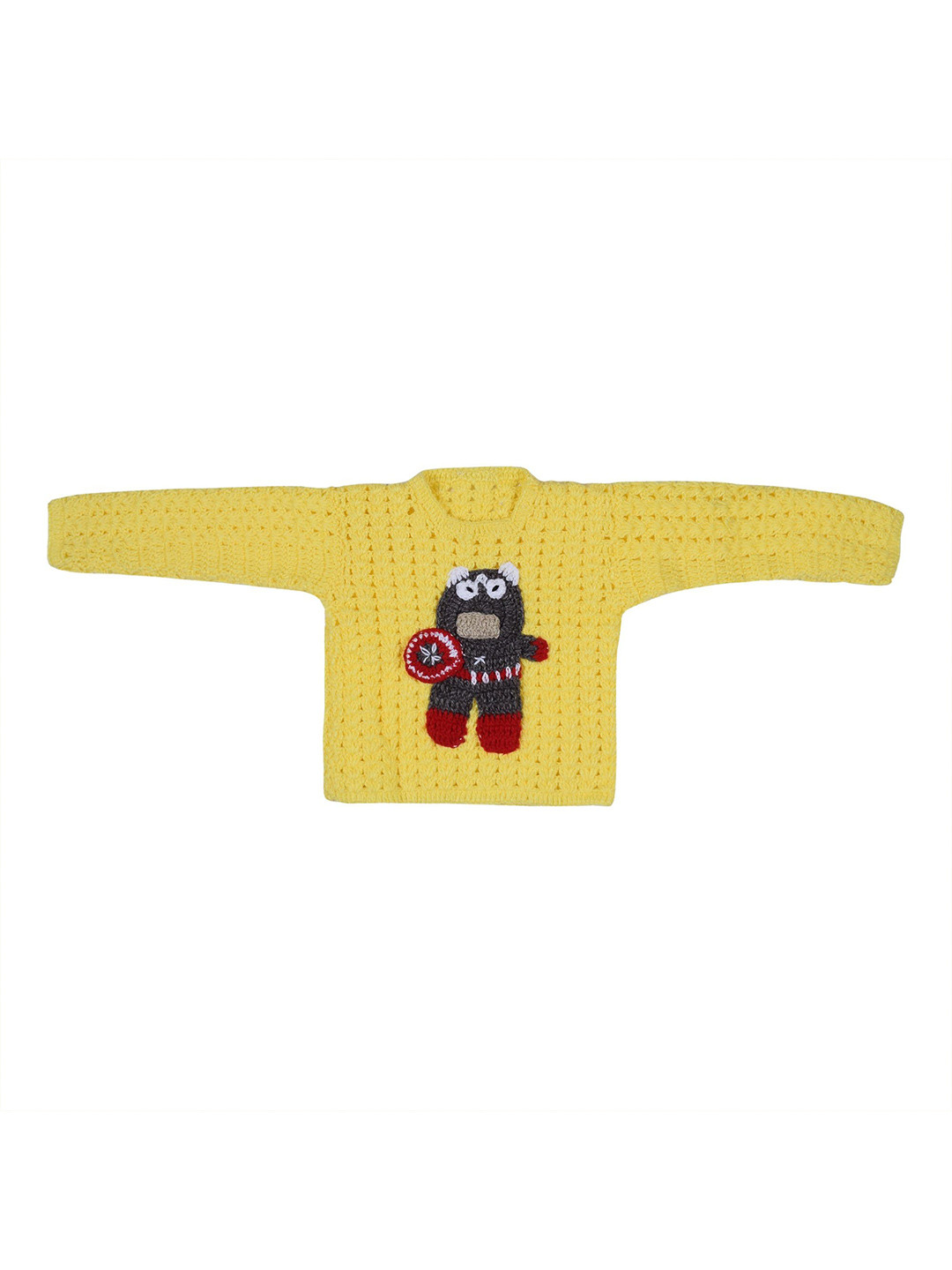 Star Lath Kids Embroidered Open Knit Regular Woollen Pullover Sweaters