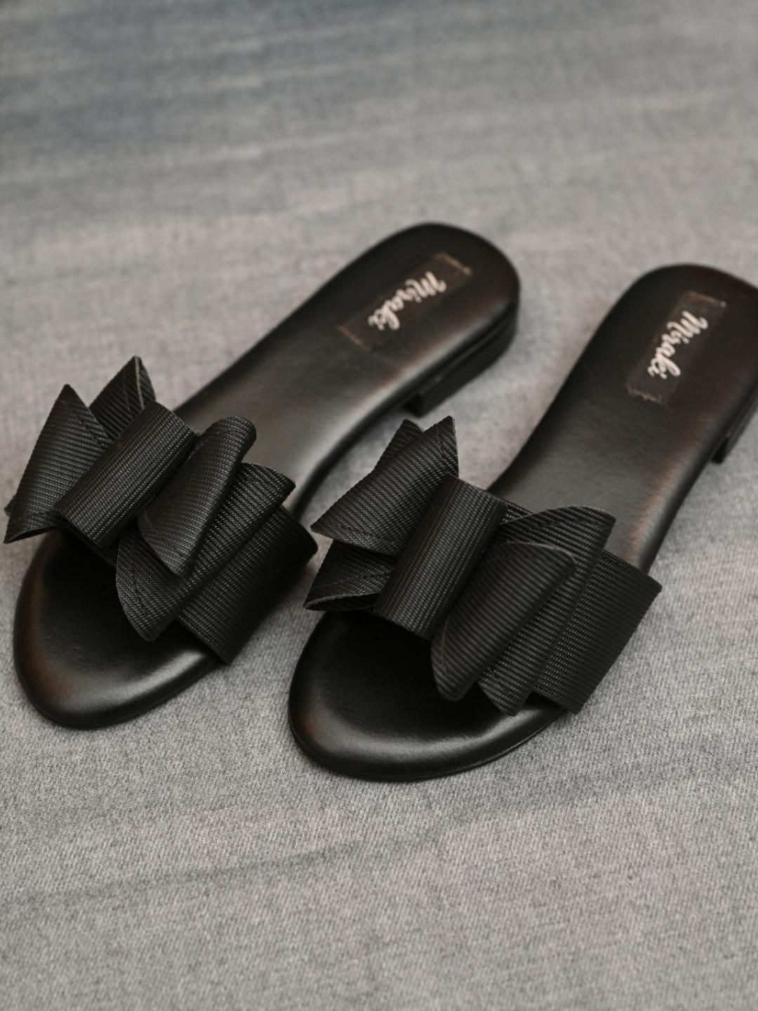 MIRAKI Women Regular Open Toe Flats with Bows