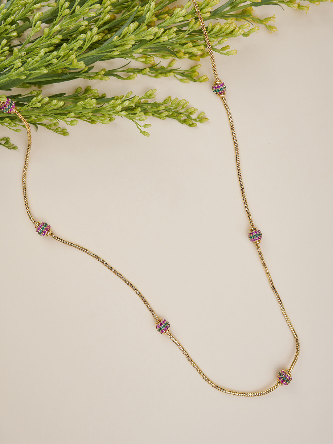 Opal Touch Gold-Plated Cubic Zirconia Studded Minimal Chain