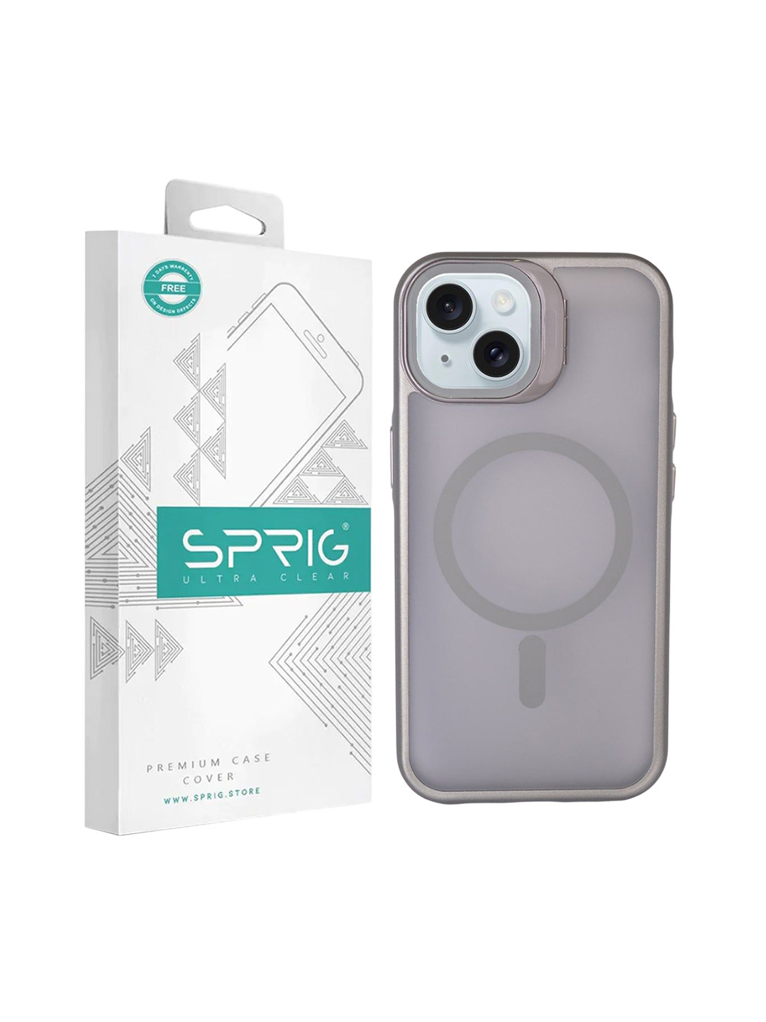 SPRIG iPhone 15 Plus Camera Glass Stand Translucent Magsafe Back Cover