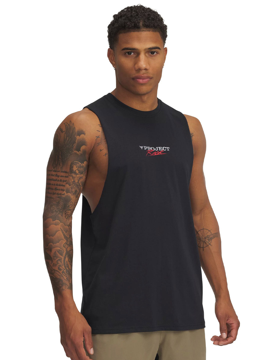 UNDER ARMOUR Project Rock Typography Printed Round Neck Sleeveless T-Shirt