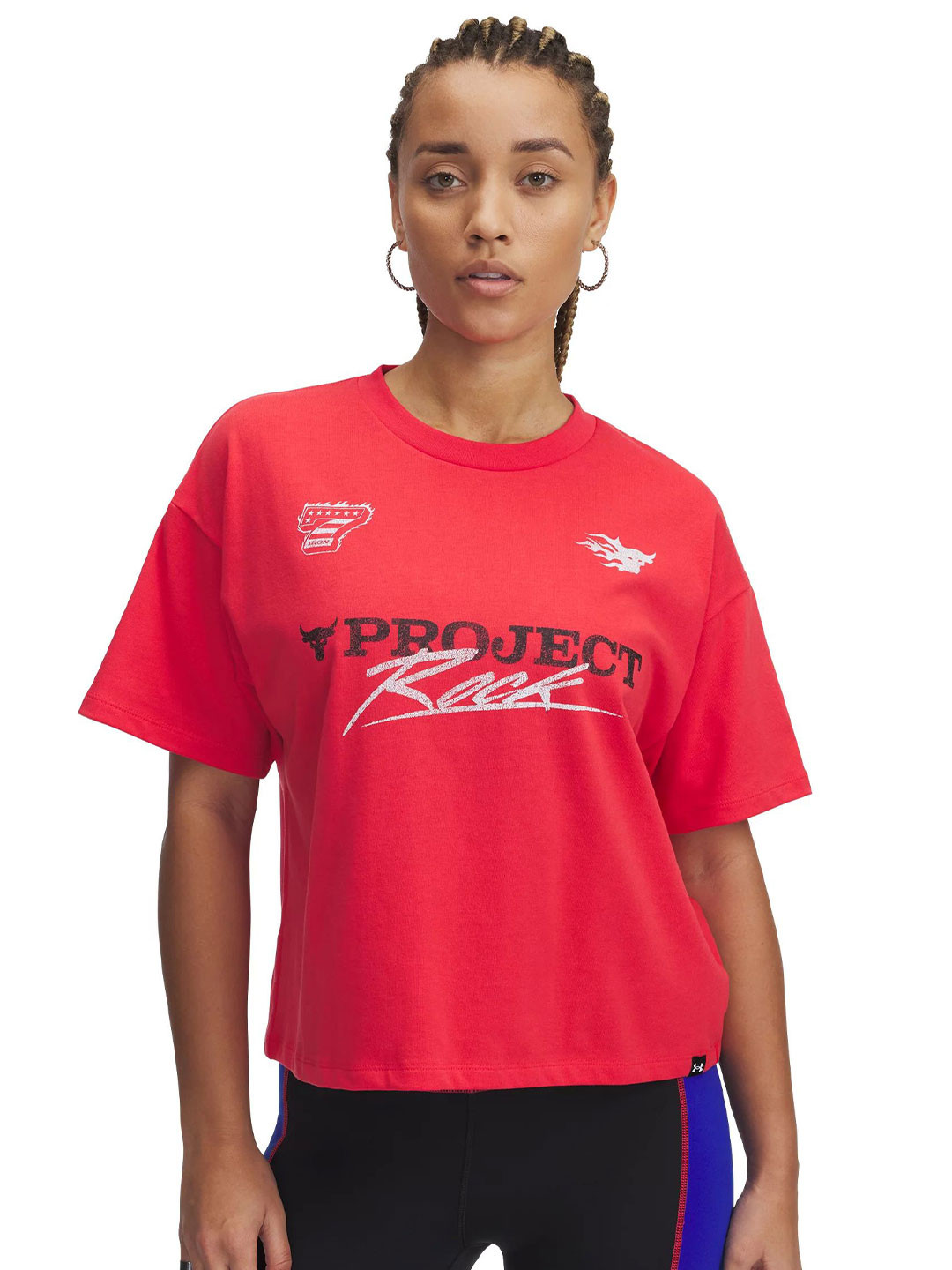 UNDER ARMOUR UA Project Rock Typography Printed Boxy Crop Short Sleeve T-Shirt