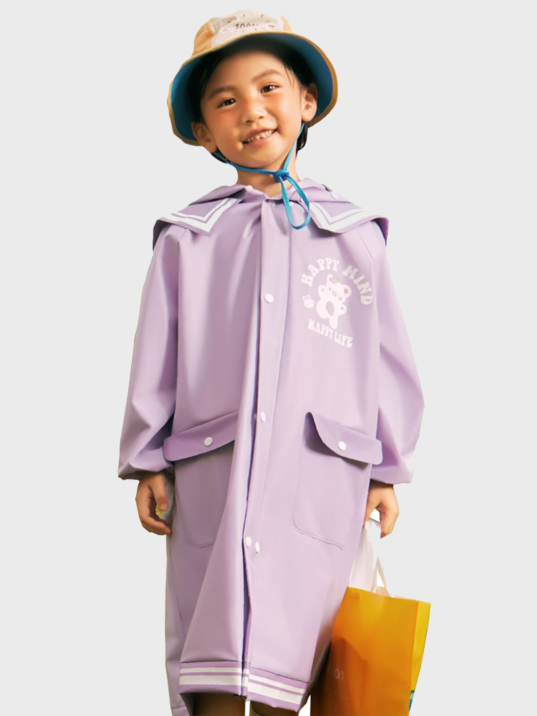 Little Surprise Box LLP Kids Japanese Style Purple Sailor Collar Raincoat