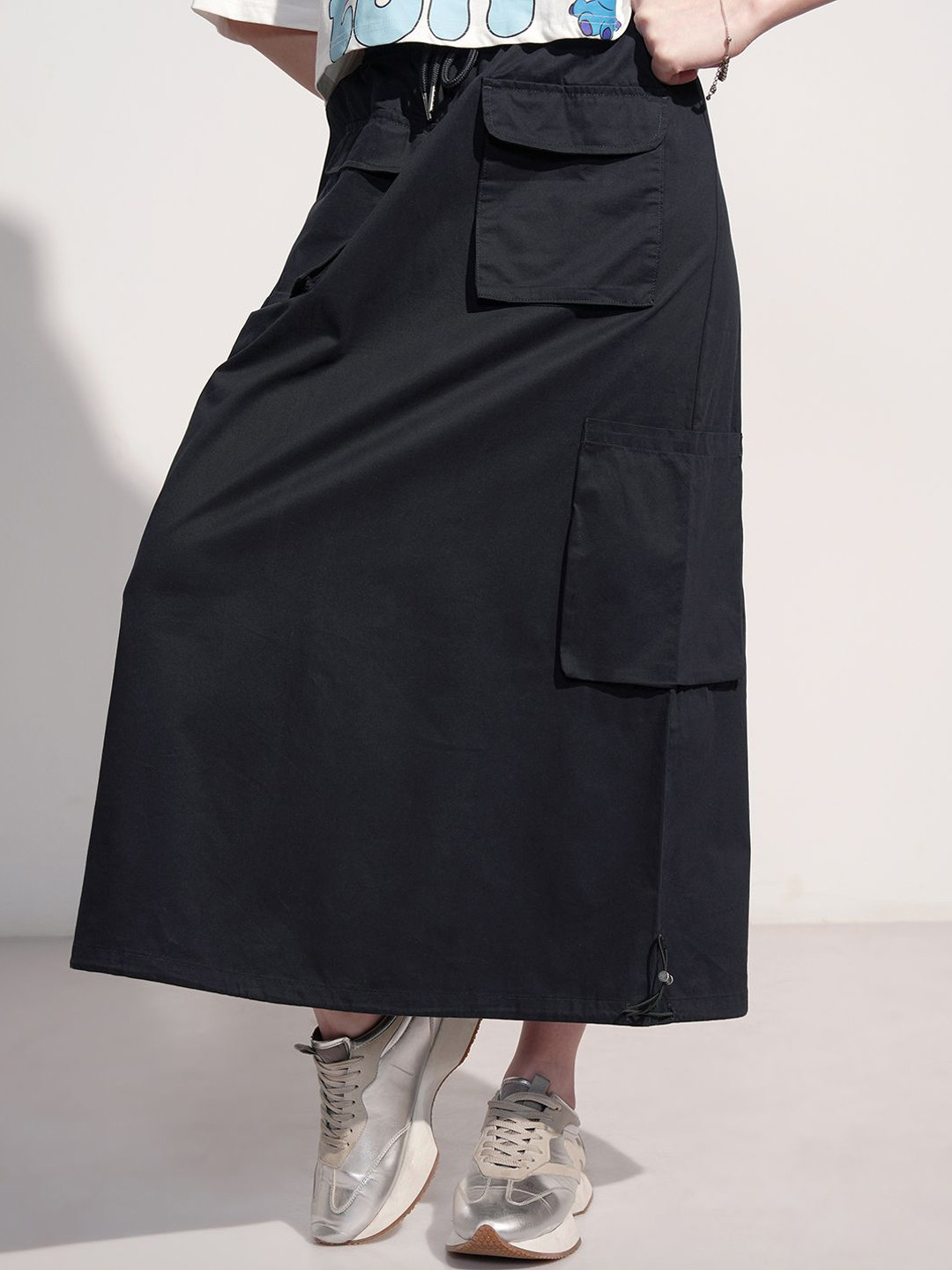 Tokyo Talkies Cotton Maxi Cargo Skirt