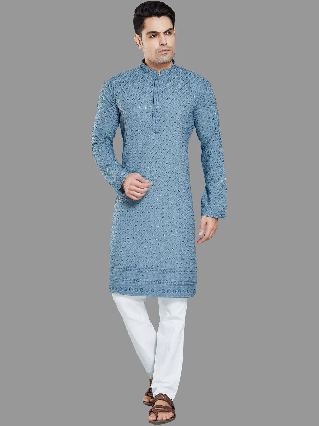 PulseIQ Grey Viscose Rayon Solid Kurta Sets