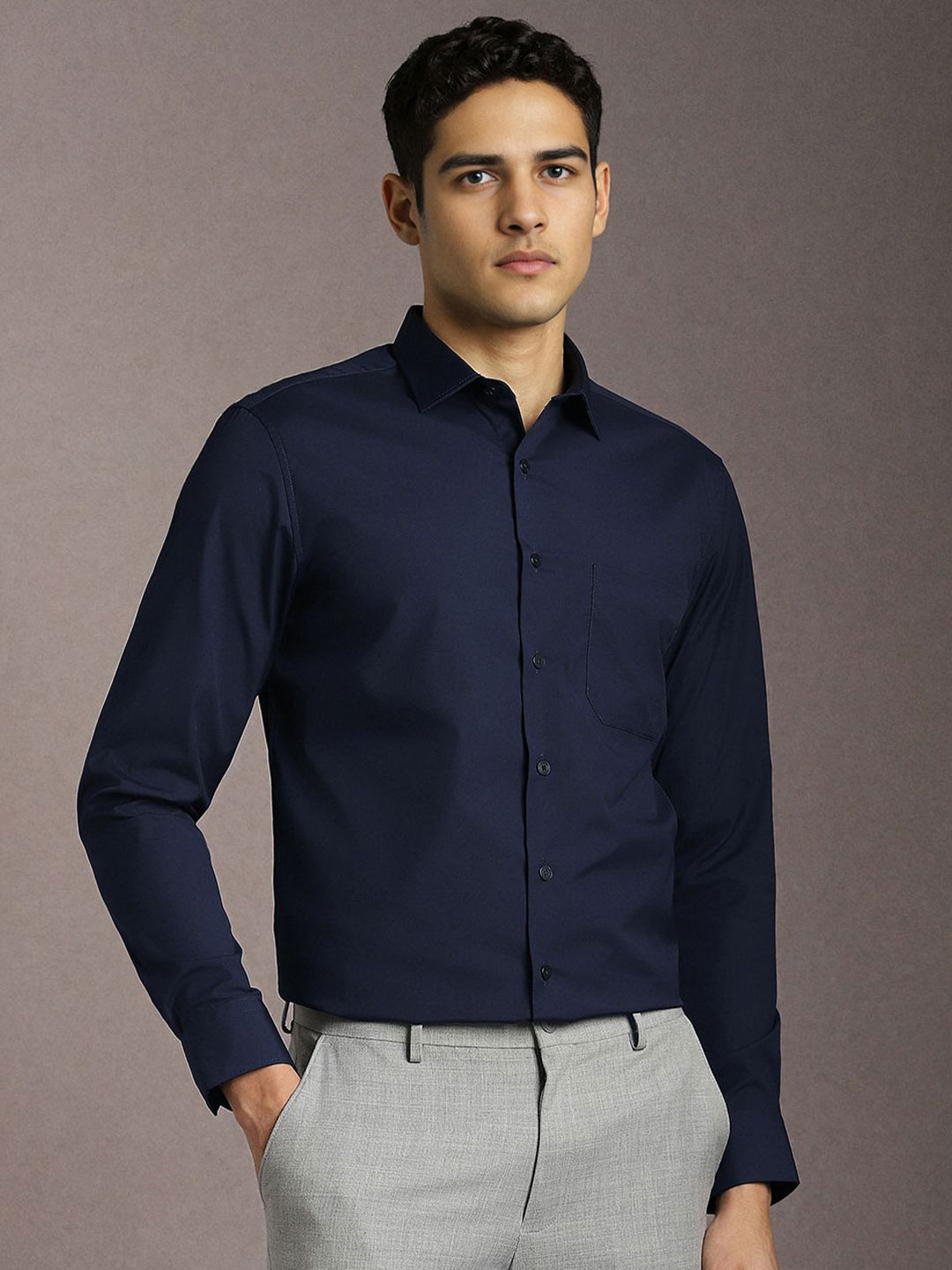 Louis Philippe Roll-Up Sleeves Slim Fit Formal Shirt